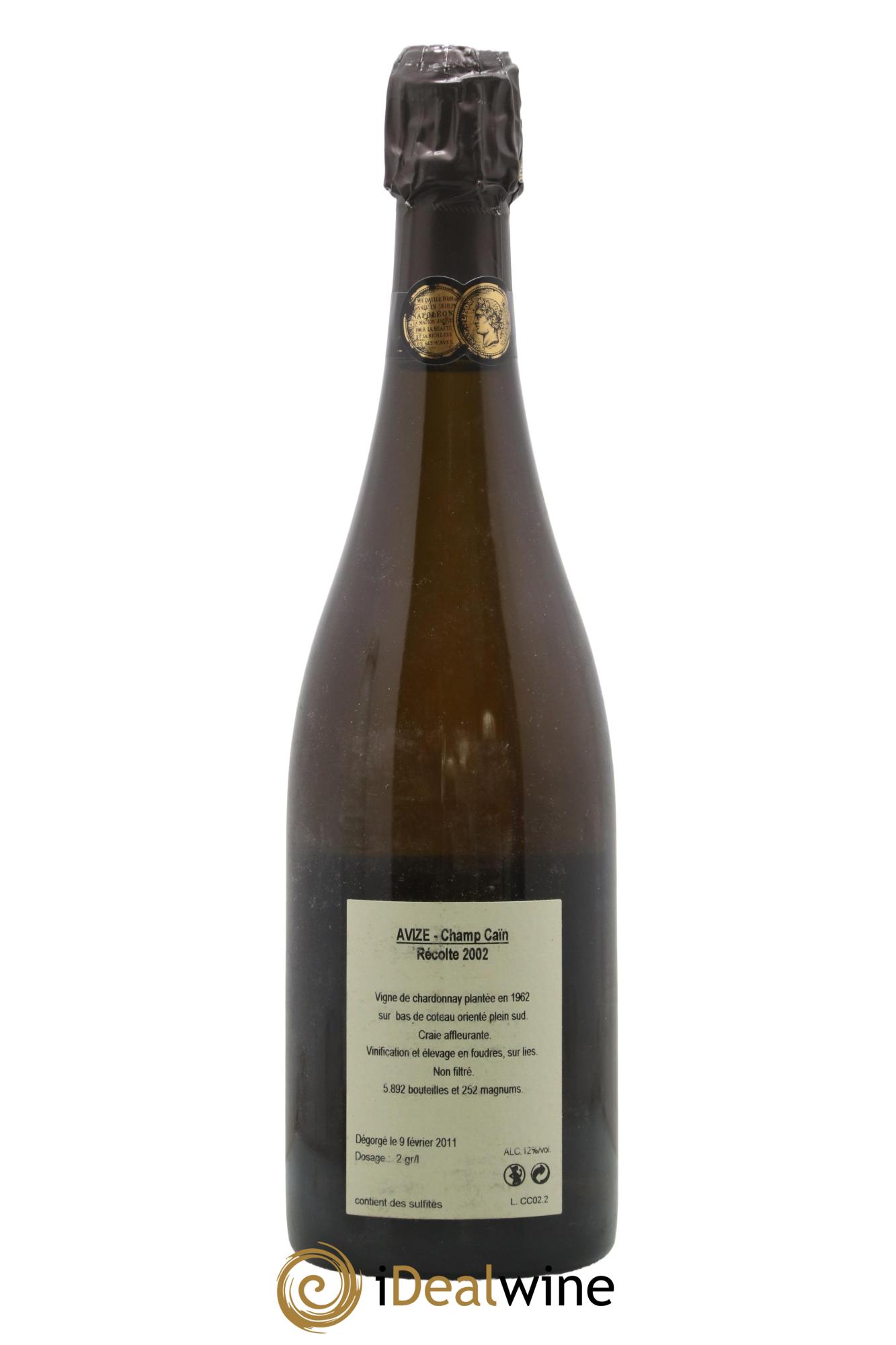 Avize Champ Caïn Extra-Brut Jacquesson 2002 - Lotto di 1 bottiglia - 2