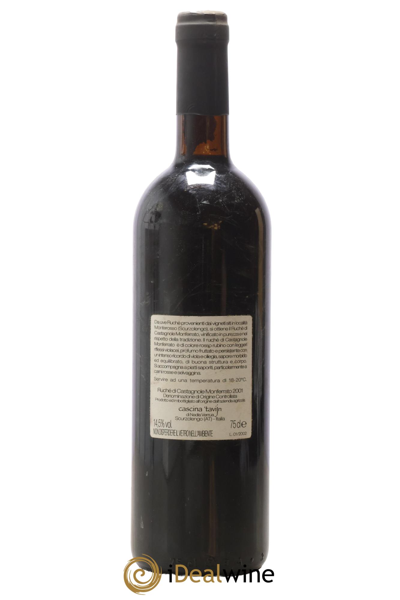 Italie Ruchè Di Castagnole Monferrato Cascina Tavijn 2001 - Lot de 1 bouteille - 1