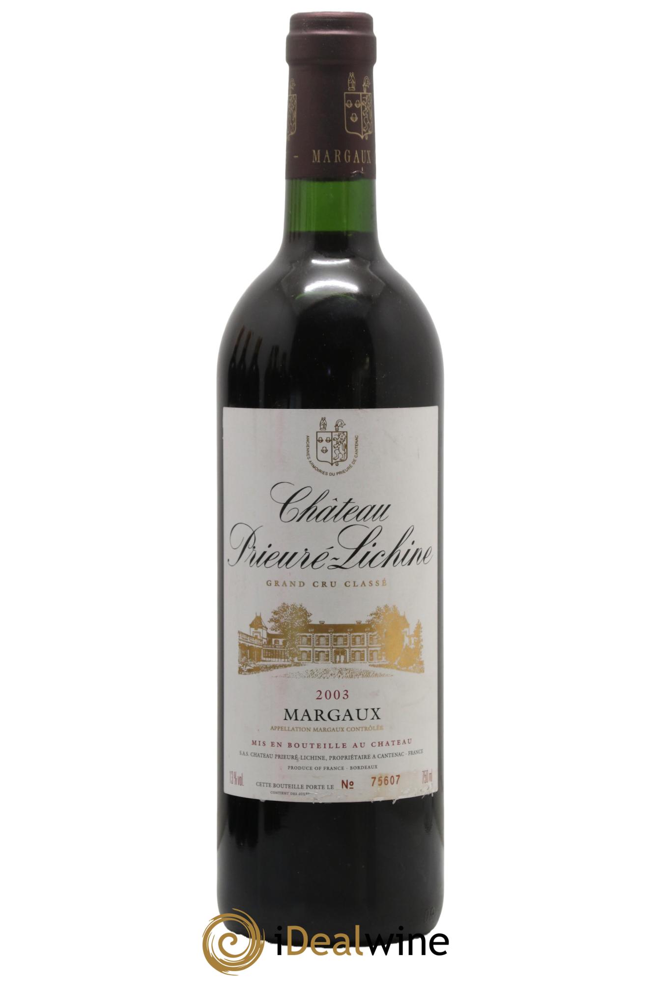 Château Prieuré Lichine 4ème Grand Cru Classé 2003 - Lot de 1 bouteille - 0