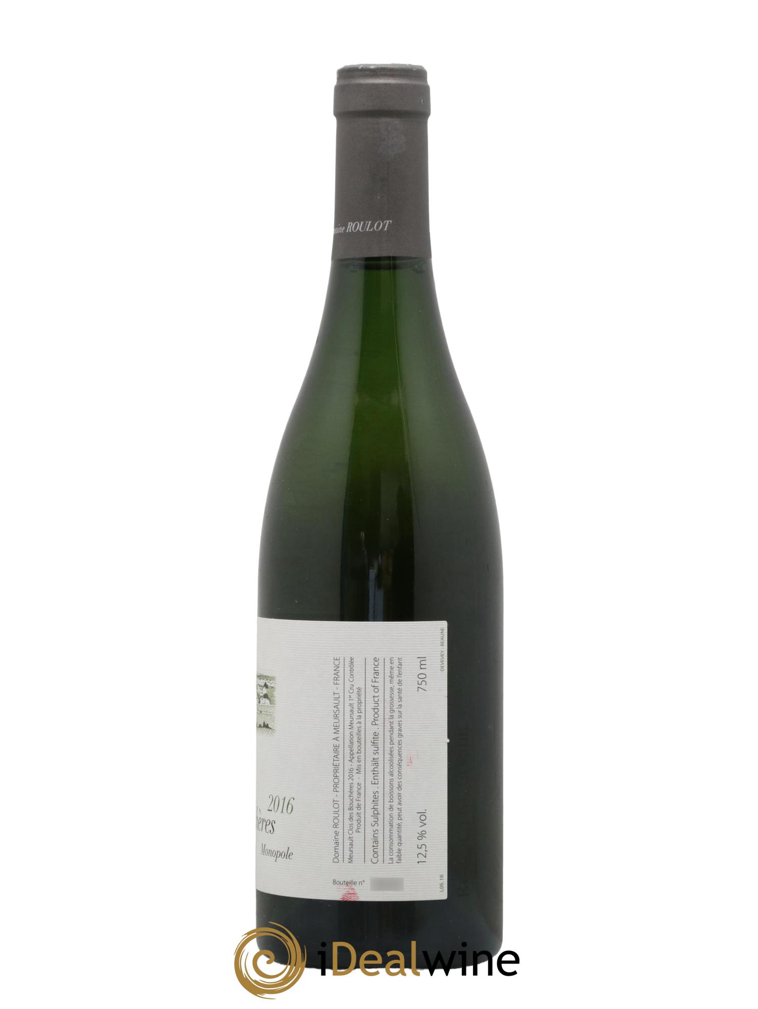 Meursault 1er Cru Clos des Bouchères Roulot (Domaine) 2016 - Lot de 1 bouteille - 1