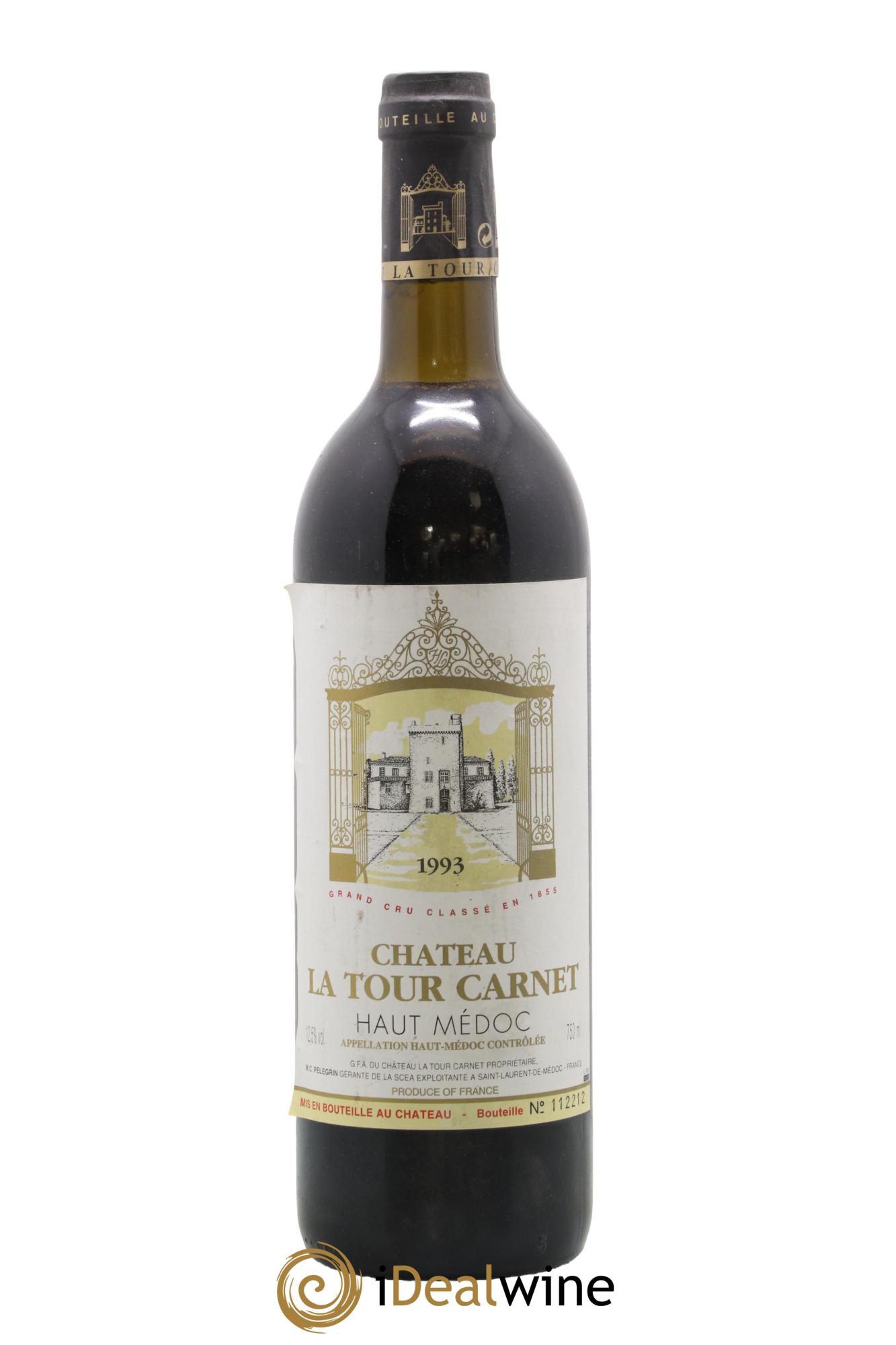 Château la Tour Carnet 4ème Grand Cru Classé 1993 - Lot de 1 bouteille - 0
