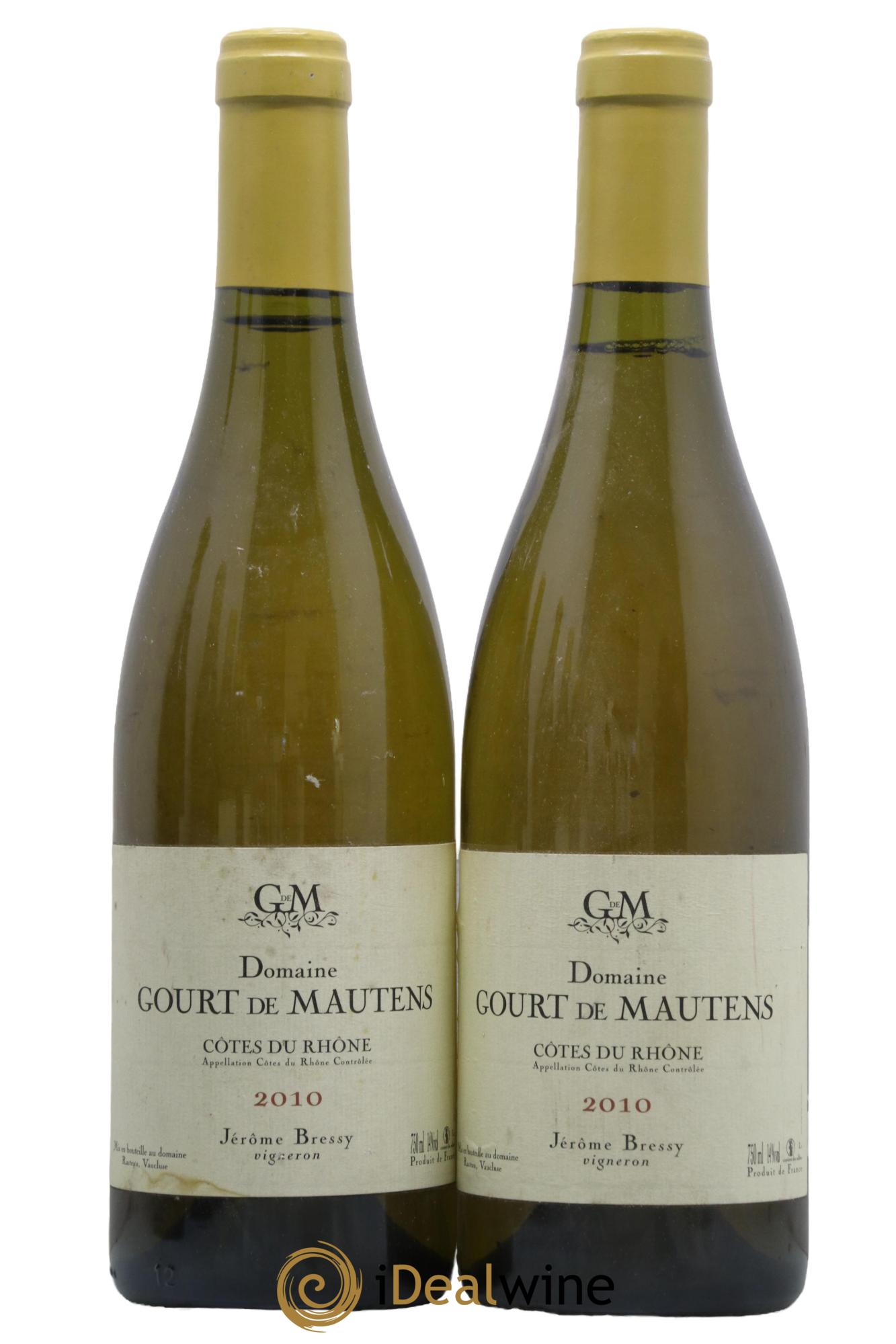 Côtes-du-Rhône Domaine Gourt de Mautens - Jérôme Bressy 2010 - Lot de 2 bouteilles - 0