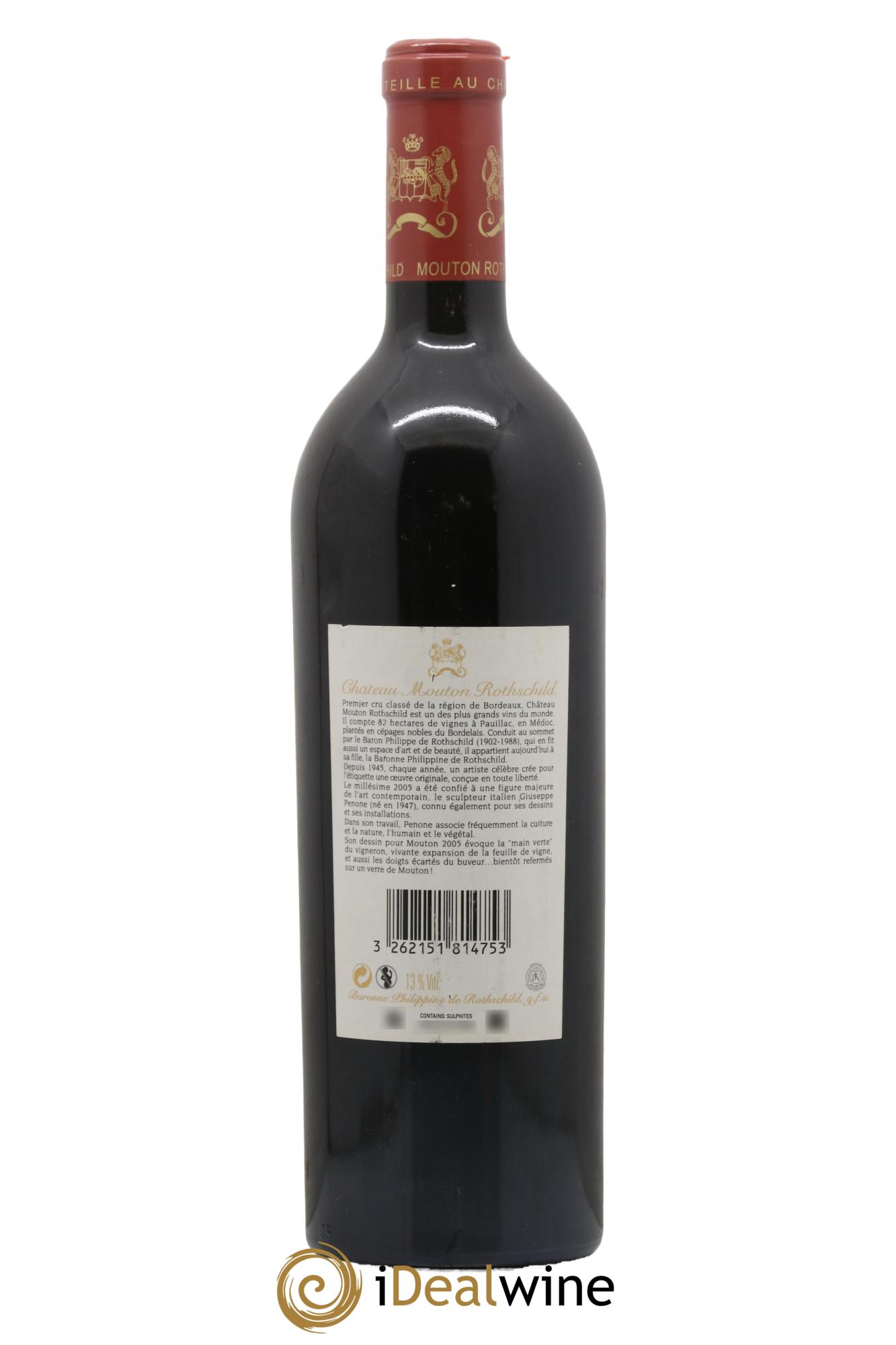 Château Mouton Rothschild 1er Grand Cru Classé 2005 - Lot de 1 bouteille - 1