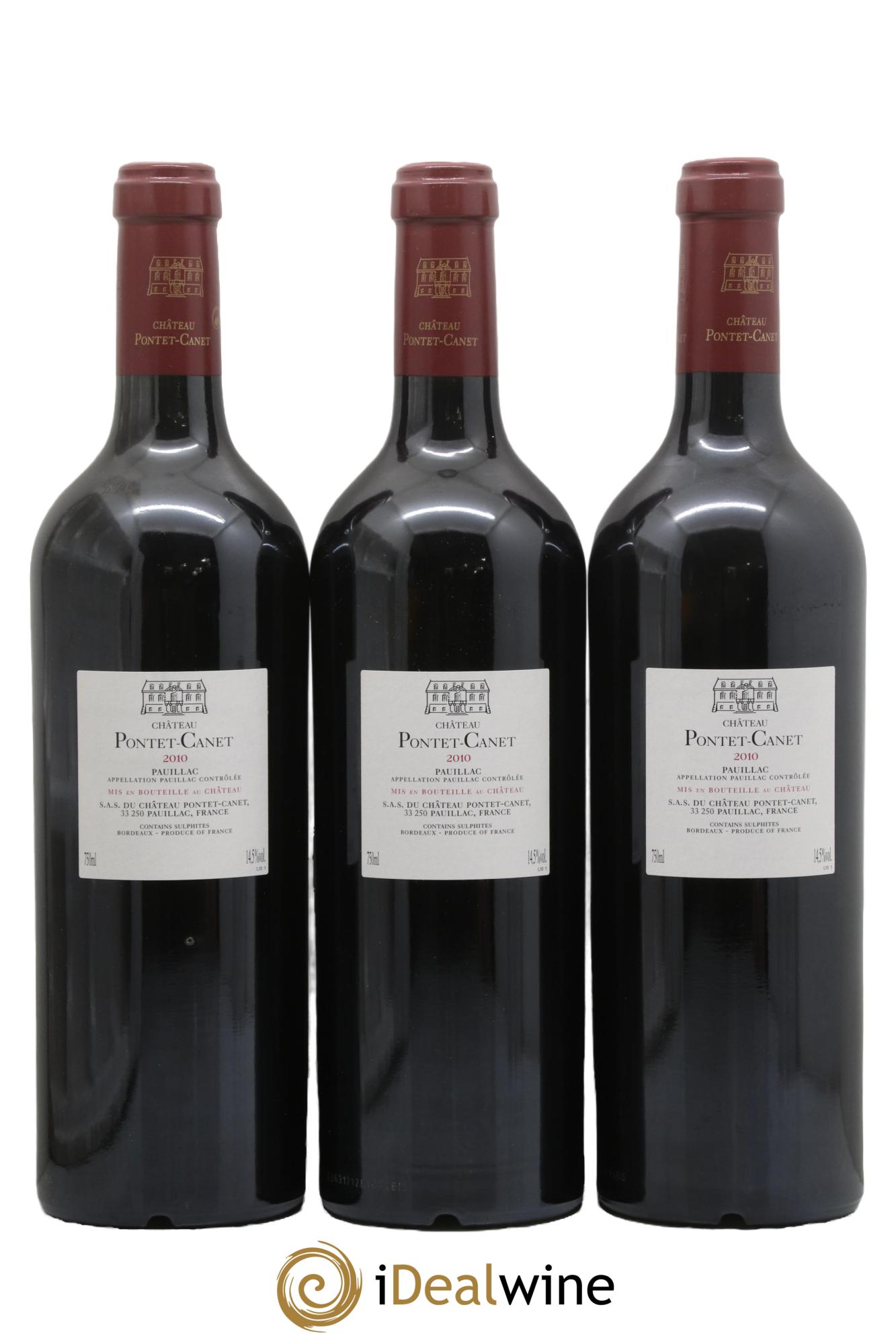 Château Pontet Canet 5ème Grand Cru Classé  2010 - Lot de 3 bouteilles - 1