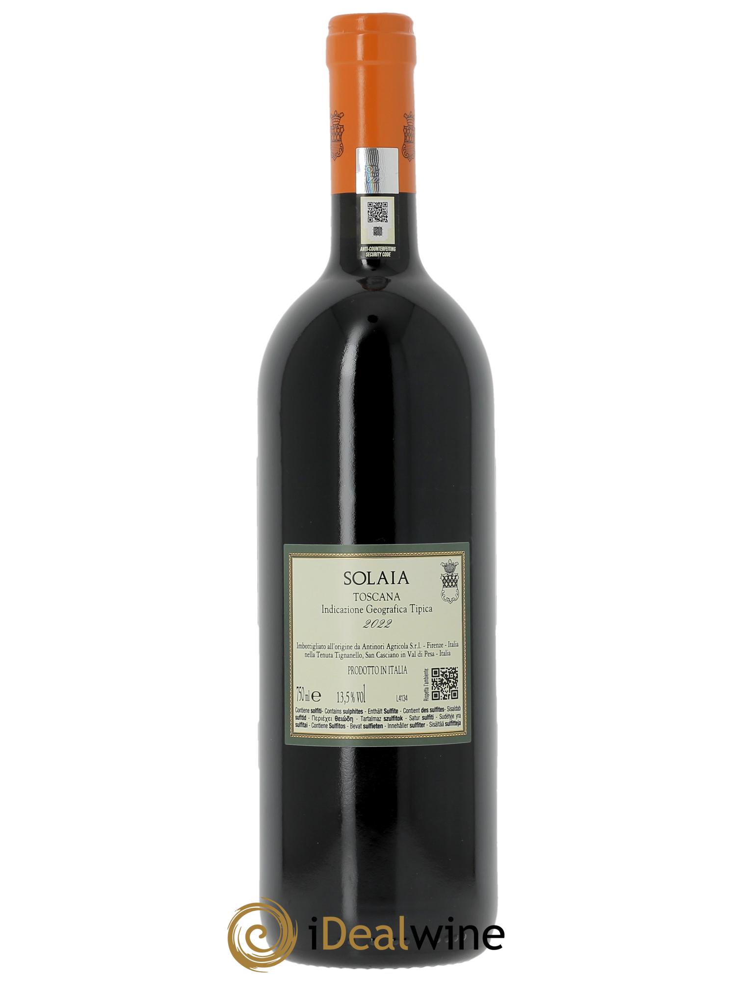 Toscana IGT Solaia Tenuta Tignanello - Marchesi Antinori (CBO à partir de 3 bts) 2022 - Lot de 1 bouteille - 1