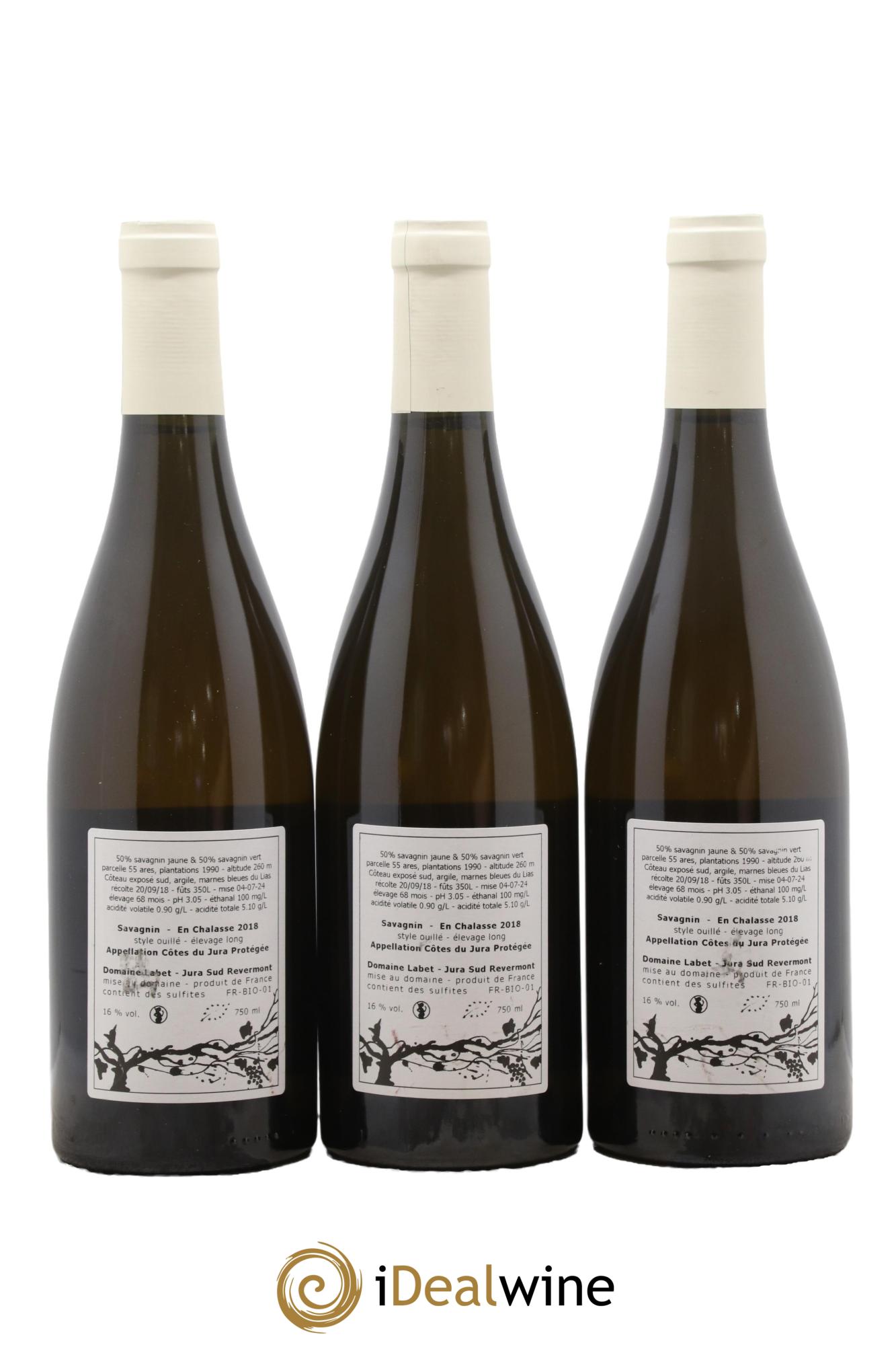 Côtes du Jura Savagnin en Chalasse Elevage Long Romain - Julien  - Charline Labet 2018 - Lot of 3 bottles - 1