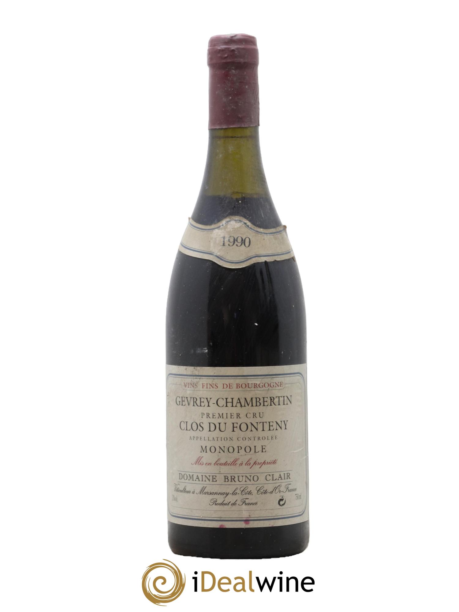 Gevrey-Chambertin 1er Cru Clos du Fonteny Bruno Clair (Domaine) 1990 - Lot de 1 bouteille - 0