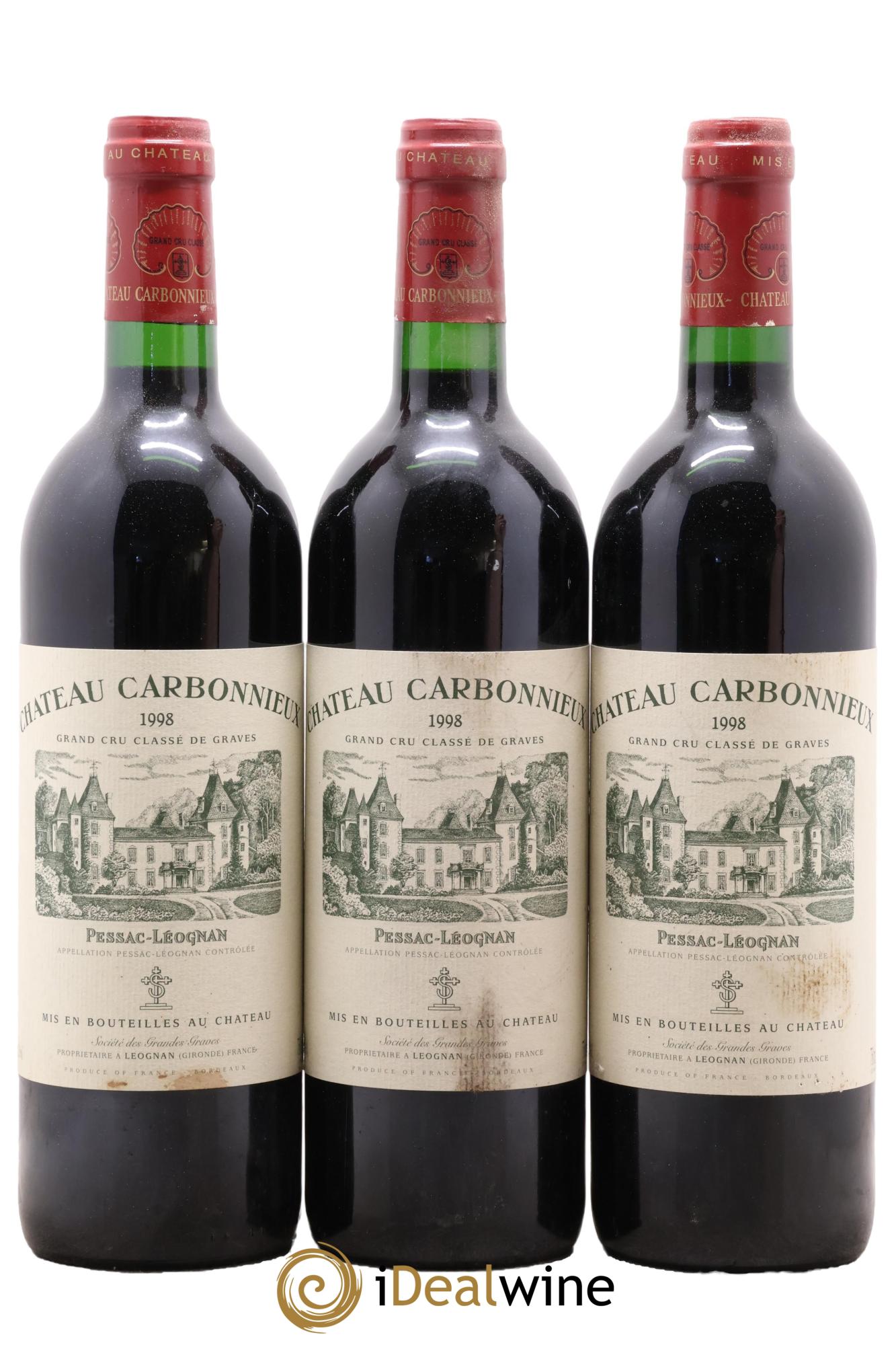 Château Carbonnieux Cru Classé de Graves 1998 - Lot de 3 bouteilles - 0