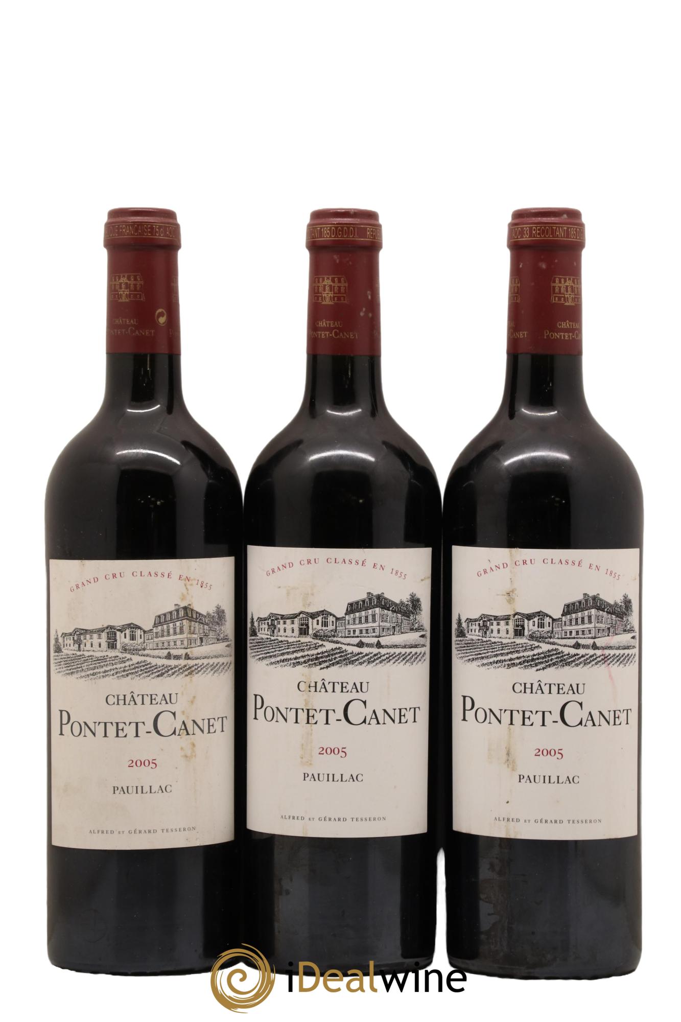 Château Pontet Canet 5ème Grand Cru Classé 2005 - Lot de 3 bouteilles - 0