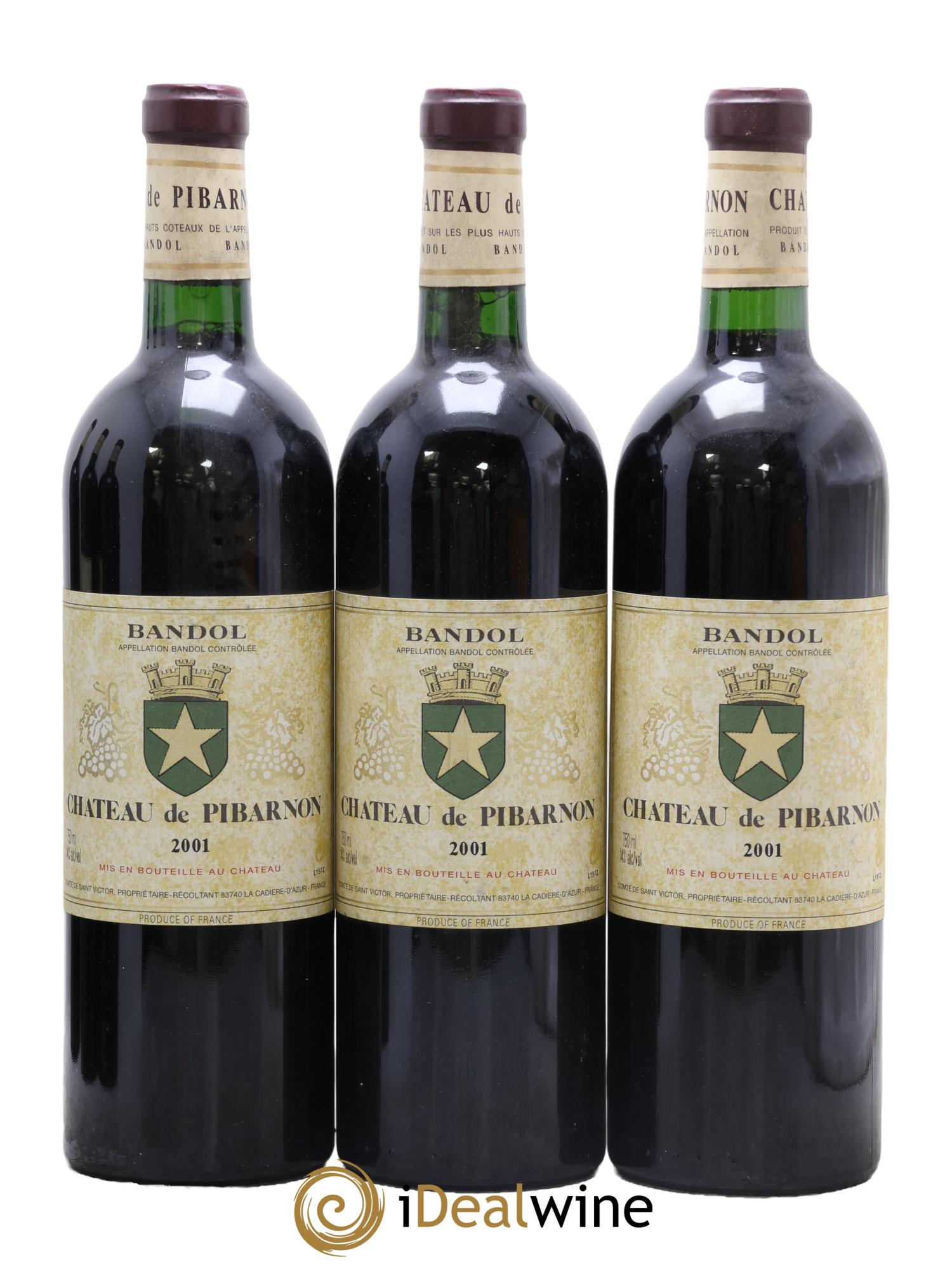 Bandol Château de Pibarnon Comte de Saint-Victor 2001 - Lot de 3 bouteilles - 0