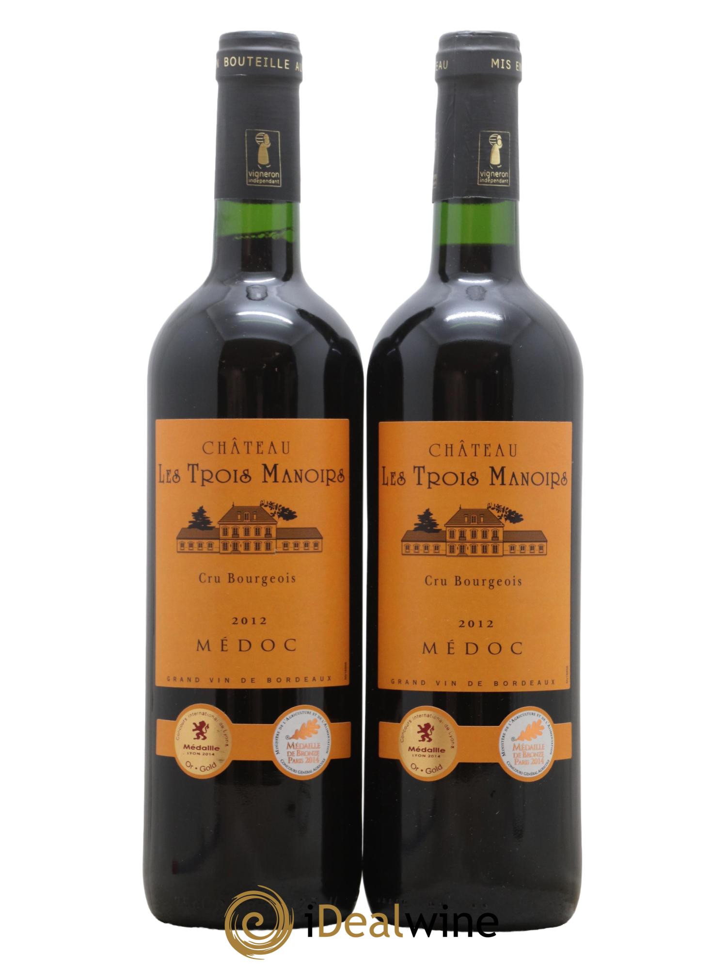 Médoc Chateau Les Trois Manoirs 2012 - Lot of 2 bottles - 0