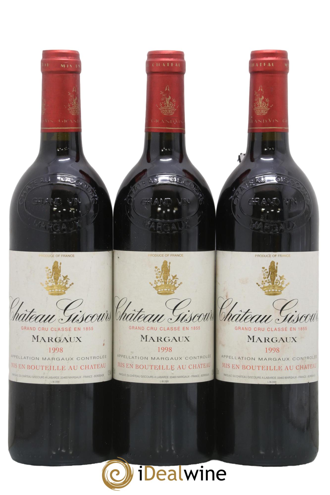 Château Giscours 3ème Grand Cru Classé 1998 - Lot de 3 bouteilles - 0
