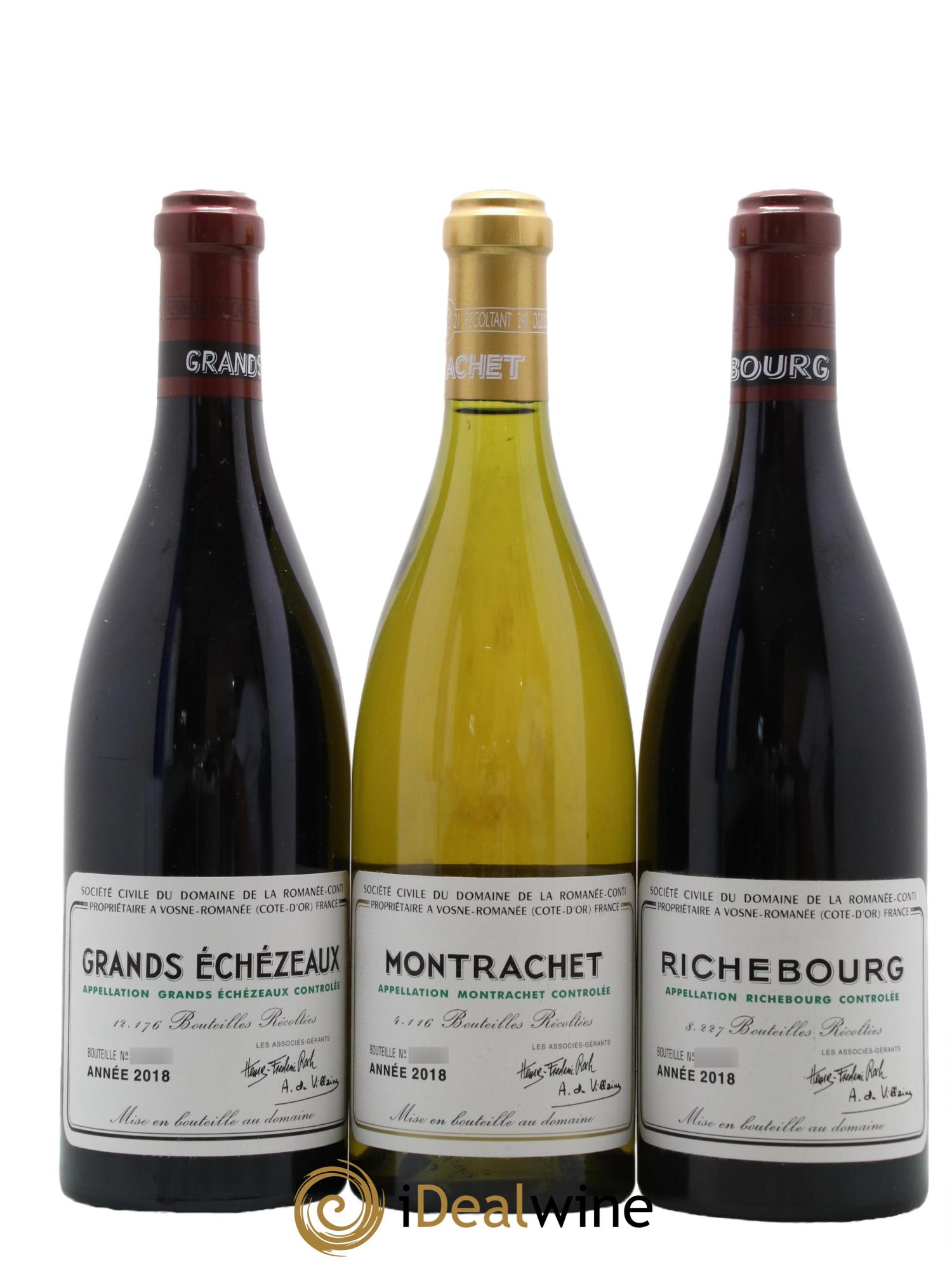 Assortiment 2018 du Domaine de la Romanée-Conti Domaine de la Romanée-Conti 2 Echezeaux, 1 Grands Echezeaux,1 Montrachet, 3 La Tâche, 1 Richebourg, 2 Romanée St Vivant, 1 Romanée Conti 2018 - Lotto di 11 bottiglie - 3