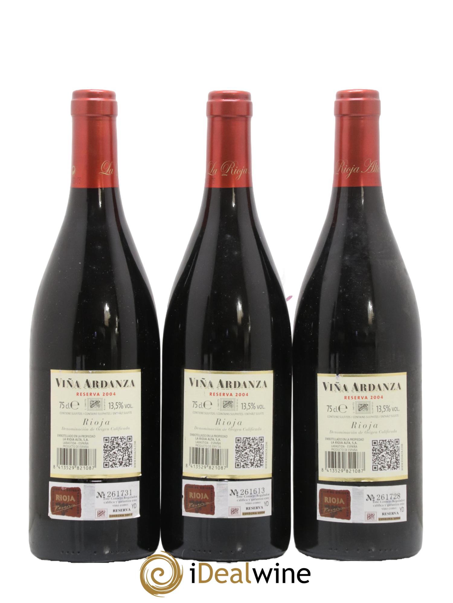 Rioja DOCa Vina Ardanza Reserva La Rioja Alta 2004 - Posten von 3 Flaschen - 1