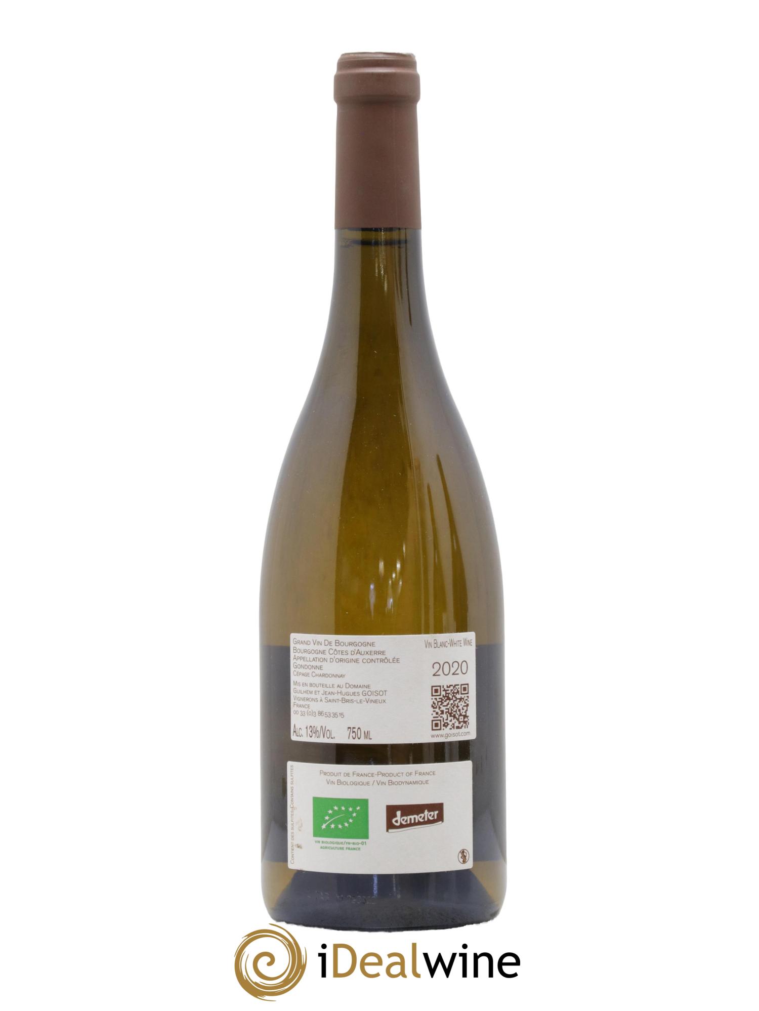 Bourgogne Côtes d'Auxerre Gondonne Goisot 2020 - Lot de 1 bouteille - 1