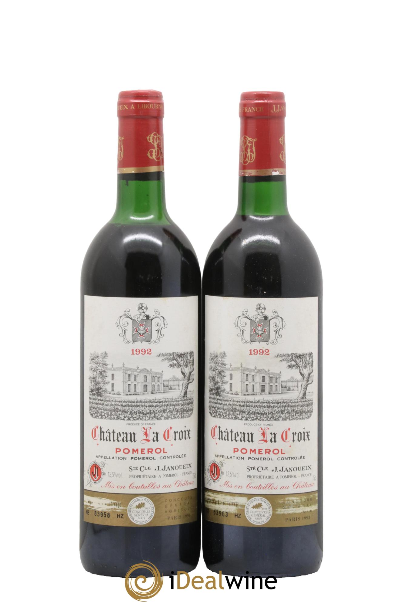 Pomerol Château La Croix 1992 - Lot of 2 bottles - 0