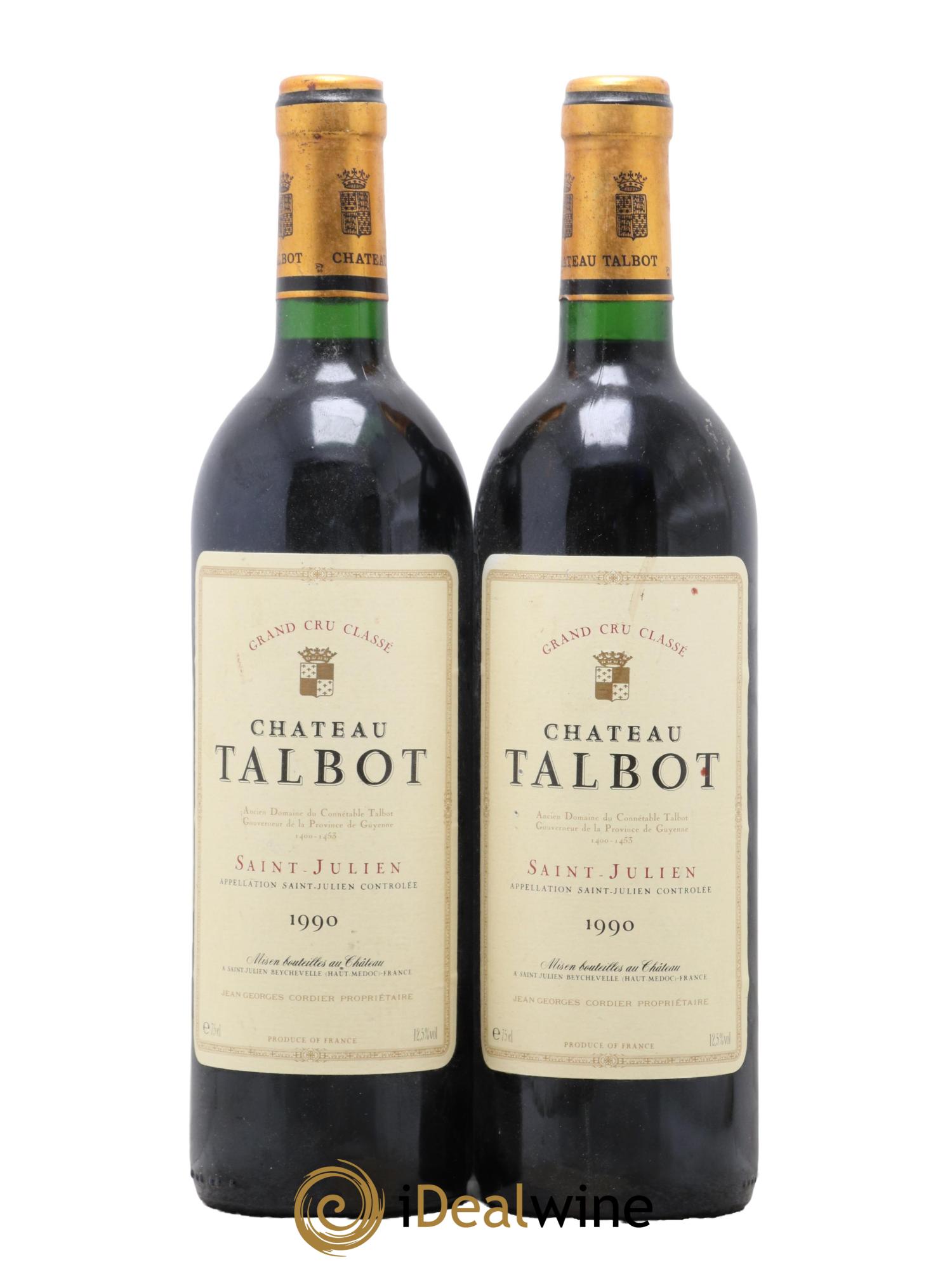 Château Talbot 4ème Grand Cru Classé 1990 - Lot de 2 bouteilles - 0