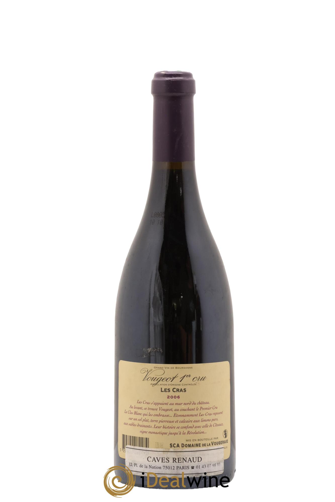 Vougeot 1er Cru Les Cras La Vougeraie 2006 - Lot de 1 bouteille - 1