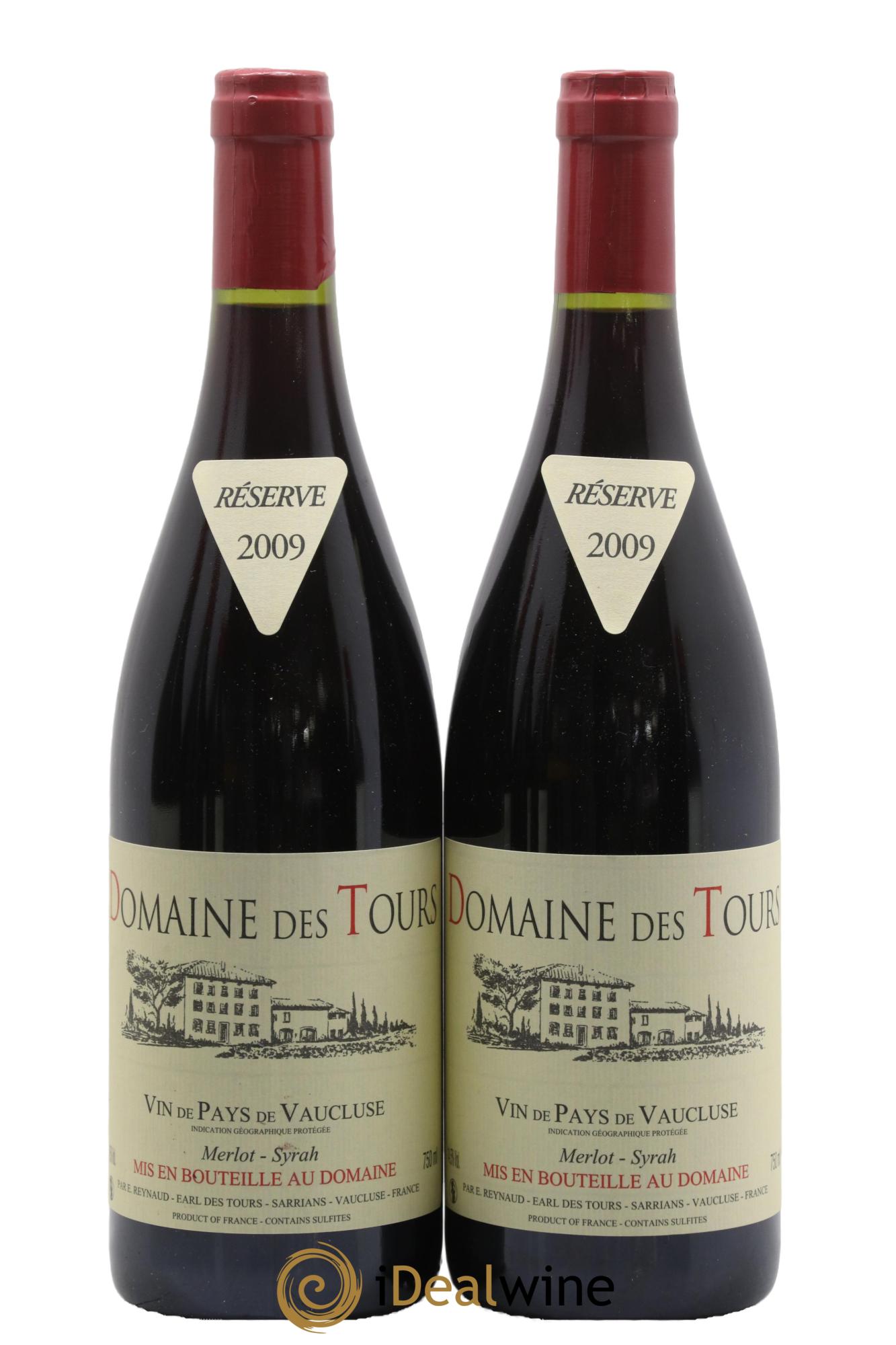 IGP Pays du Vaucluse (Vin de Pays du Vaucluse) Domaine des Tours Merlot-Syrah Emmanuel Reynaud 2009 - Lot of 2 bottles - 0