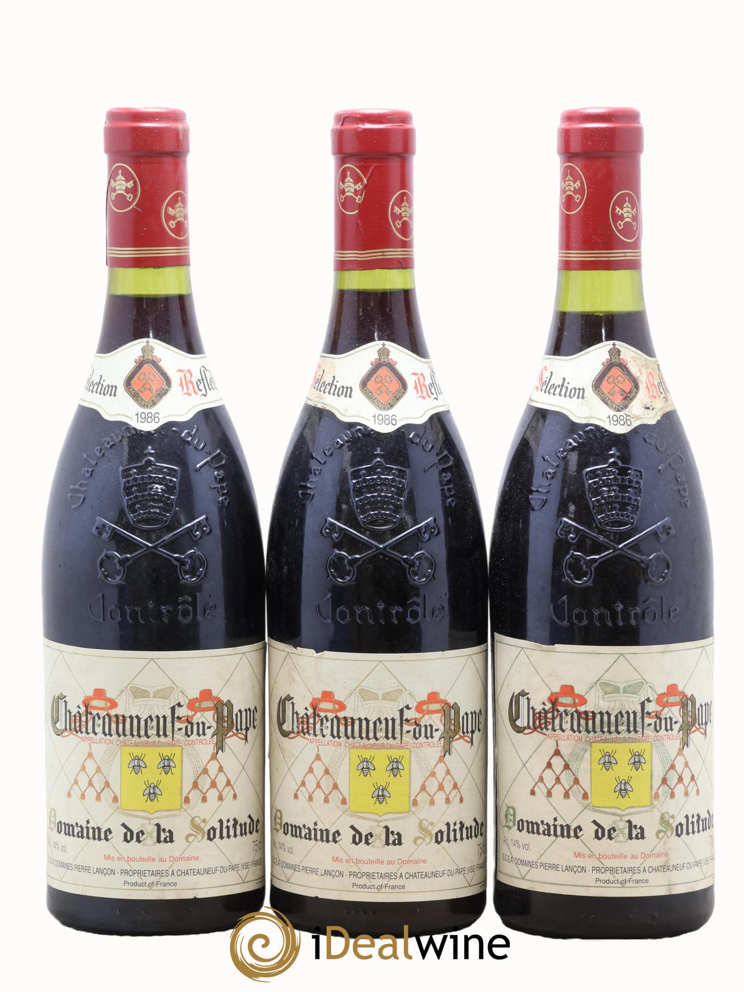 Châteauneuf-du-Pape Sélection Reflets Domaine De La Solitude 1986 - Lot de 3 bouteilles - 0