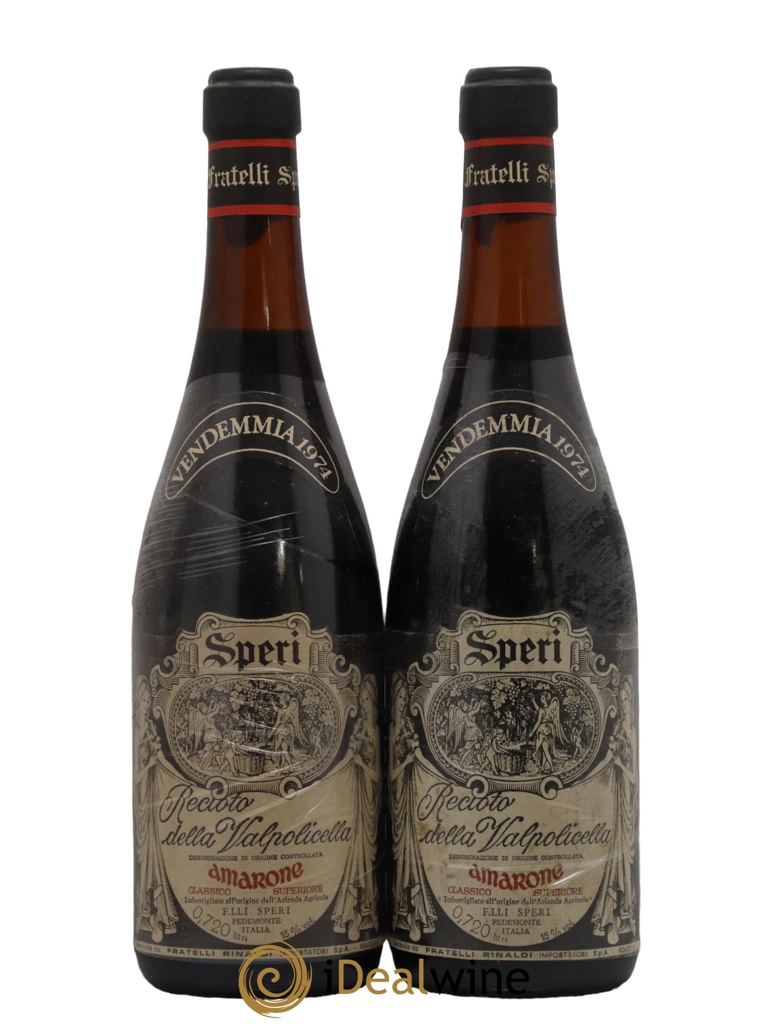 Amarone della Valpolicella DOC Recioto della Valpollicella Speri 1974 - Lot de 2 bouteilles - 0