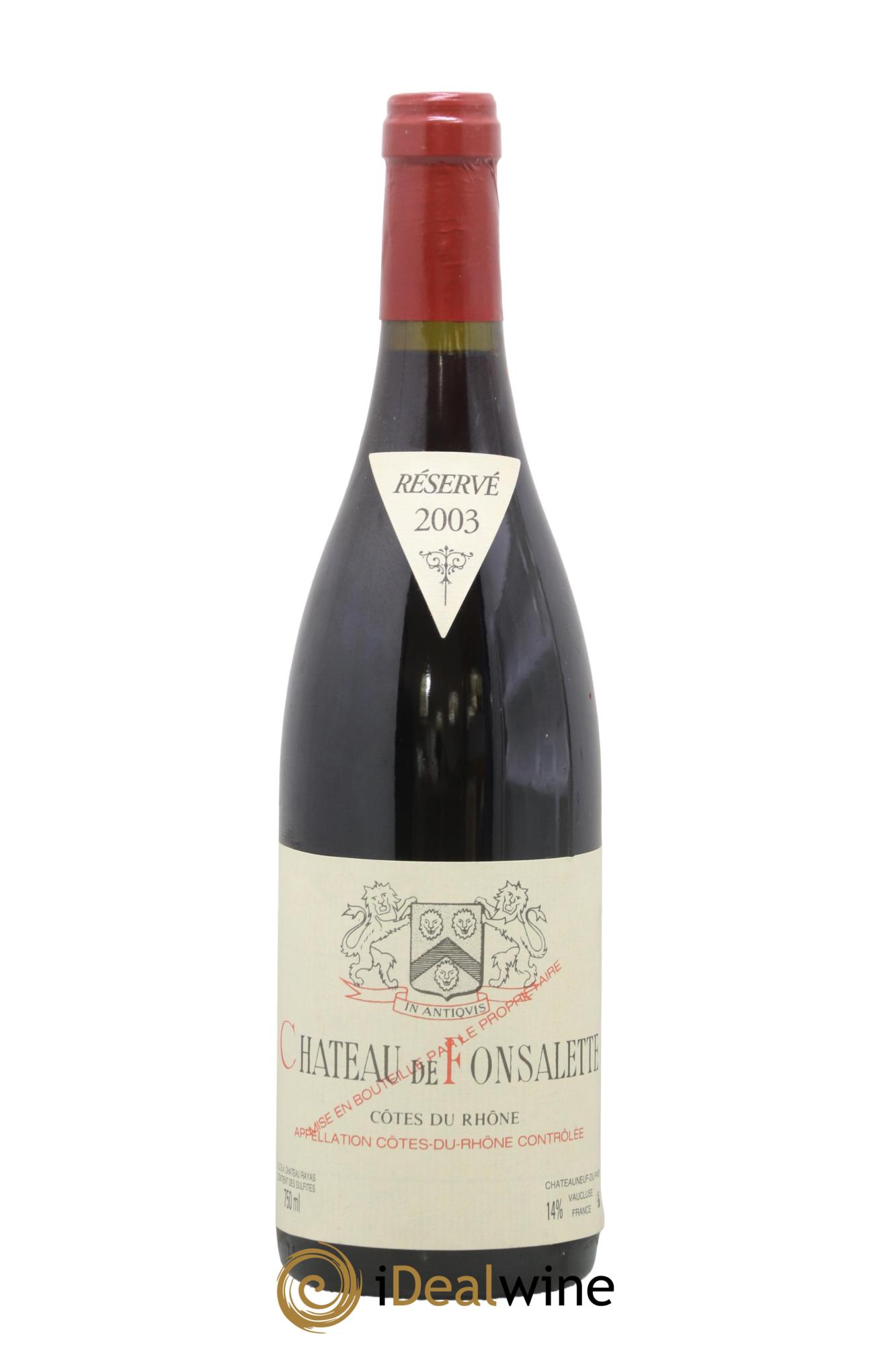 Côtes-du-Rhône Château de Fonsalette Emmanuel Reynaud 2003 - Lot de 1 bouteille - 0