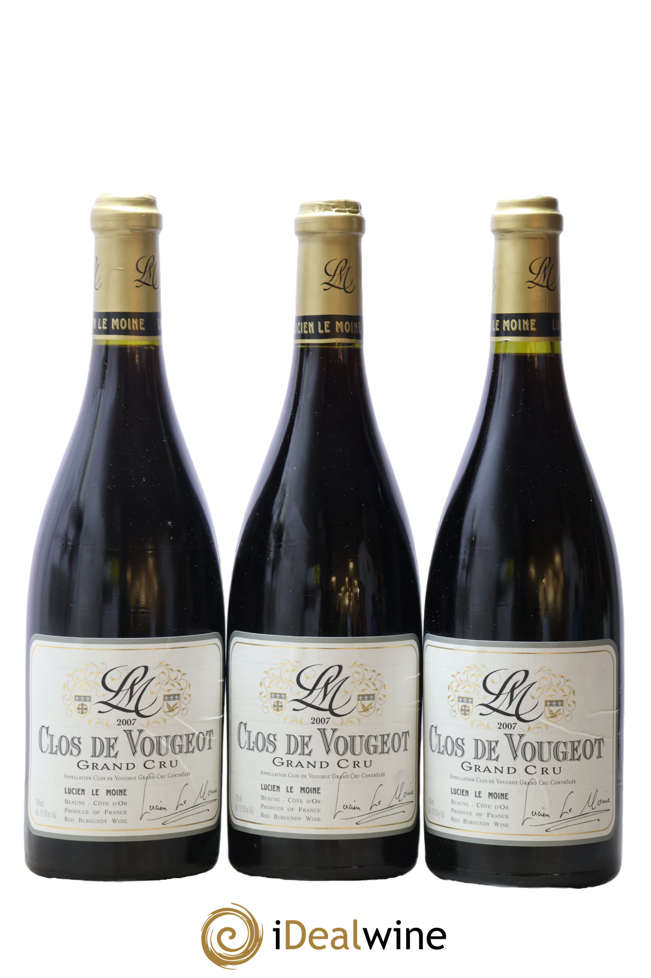 Clos de Vougeot Grand Cru Lucien Le Moine 2007 - Lot de 3 bouteilles - 0