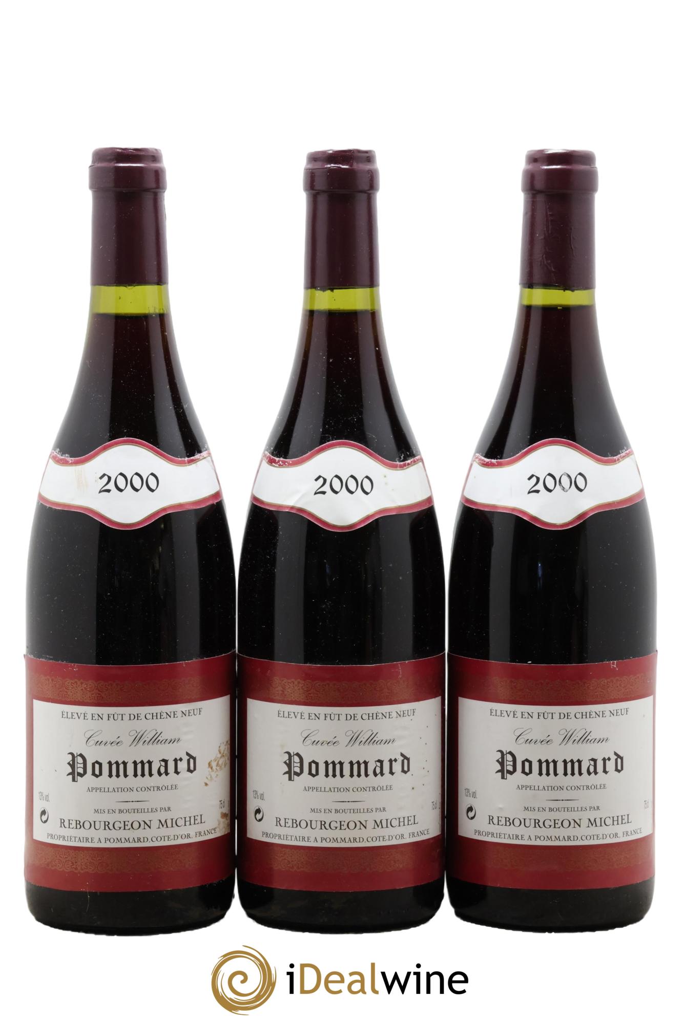 Pommard Cuvée William Michel Rebourgeon 2000 - Lot de 3 bouteilles - 0