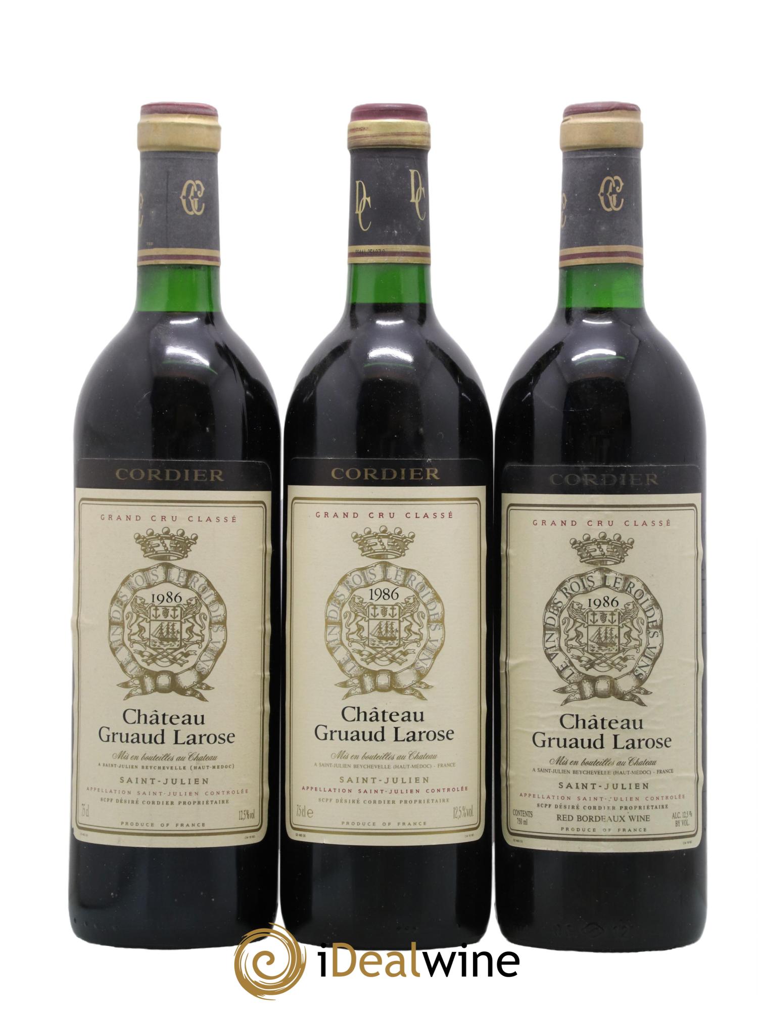 Château Gruaud Larose 2ème Grand Cru Classé 1986 - Lot de 3 bouteilles - 0