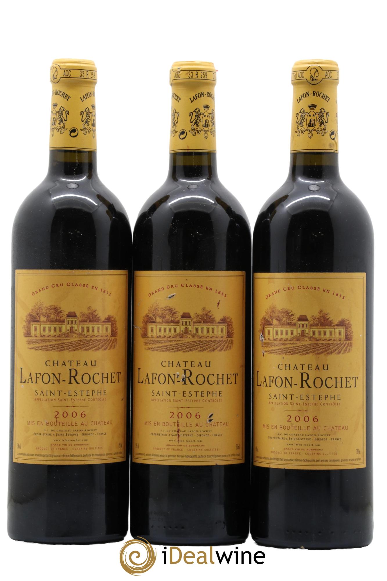 Château Lafon Rochet 4ème Grand Cru Classé 2006 - Lot de 3 bouteilles - 0