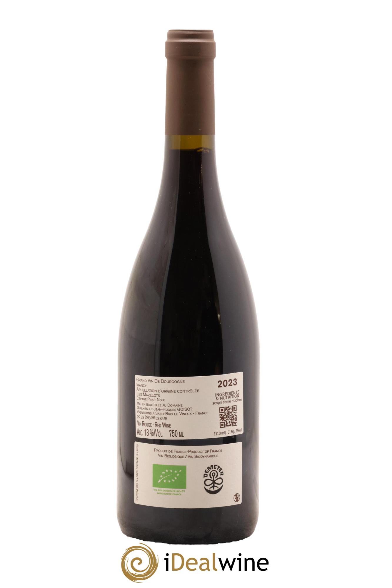 Irancy Les Mazelots Goisot 2023 - Lot de 1 bouteille - 1