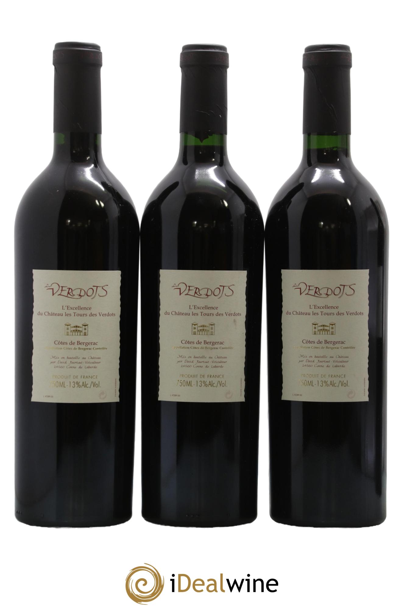 Côtes de Bergerac Les Verdots L'Excellence David Fourtout 2000 - Posten von 3 Flaschen - 1