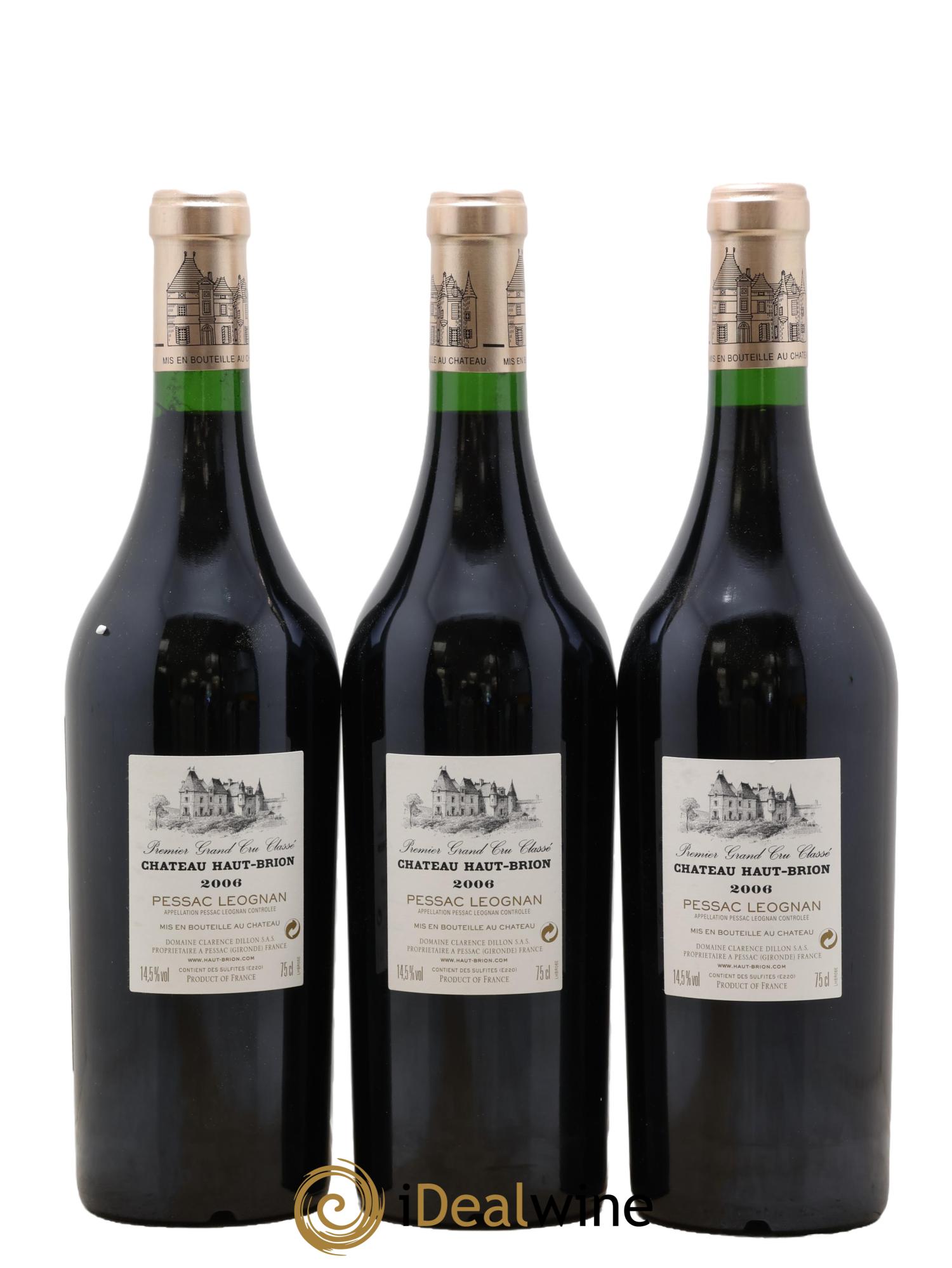Château Haut Brion 1er Grand Cru Classé 2006 - Lot de 3 bouteilles - 1