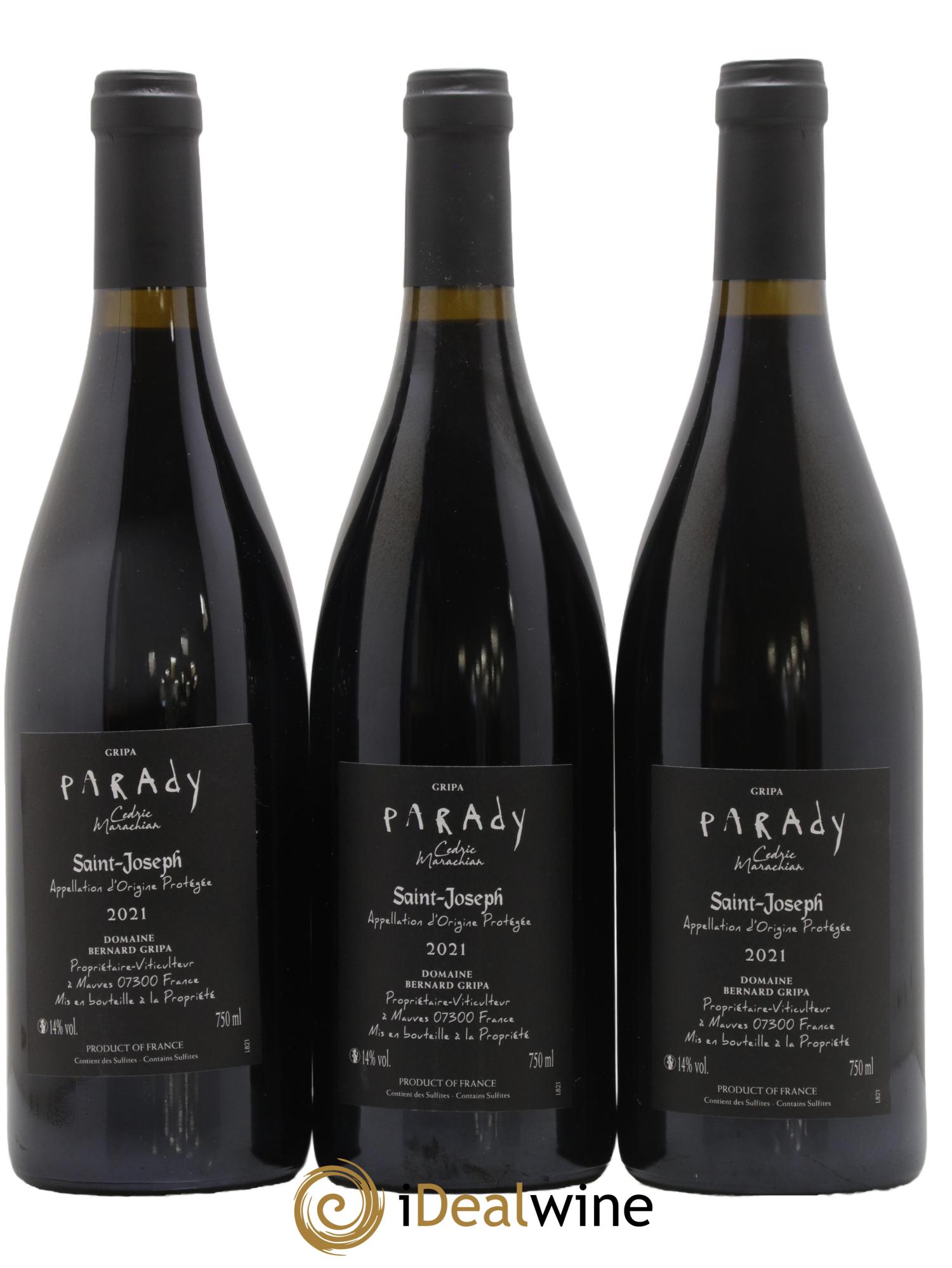 Saint-Joseph Parady Bernard Gripa (Domaine) 2021 - Lotto di 3 bottiglie - 1