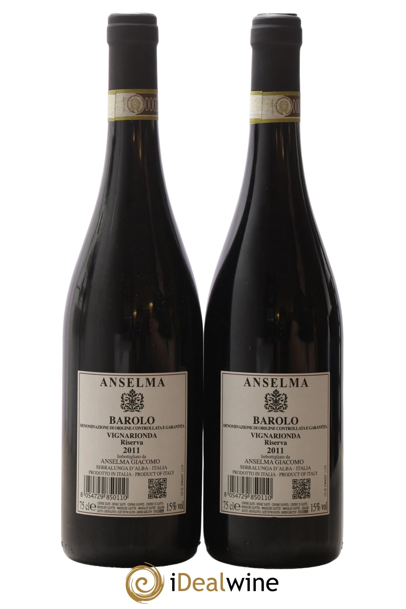 Barolo DOC Vignarionda Riserva Anselma 2011 - Posten von 2 Flaschen - 1