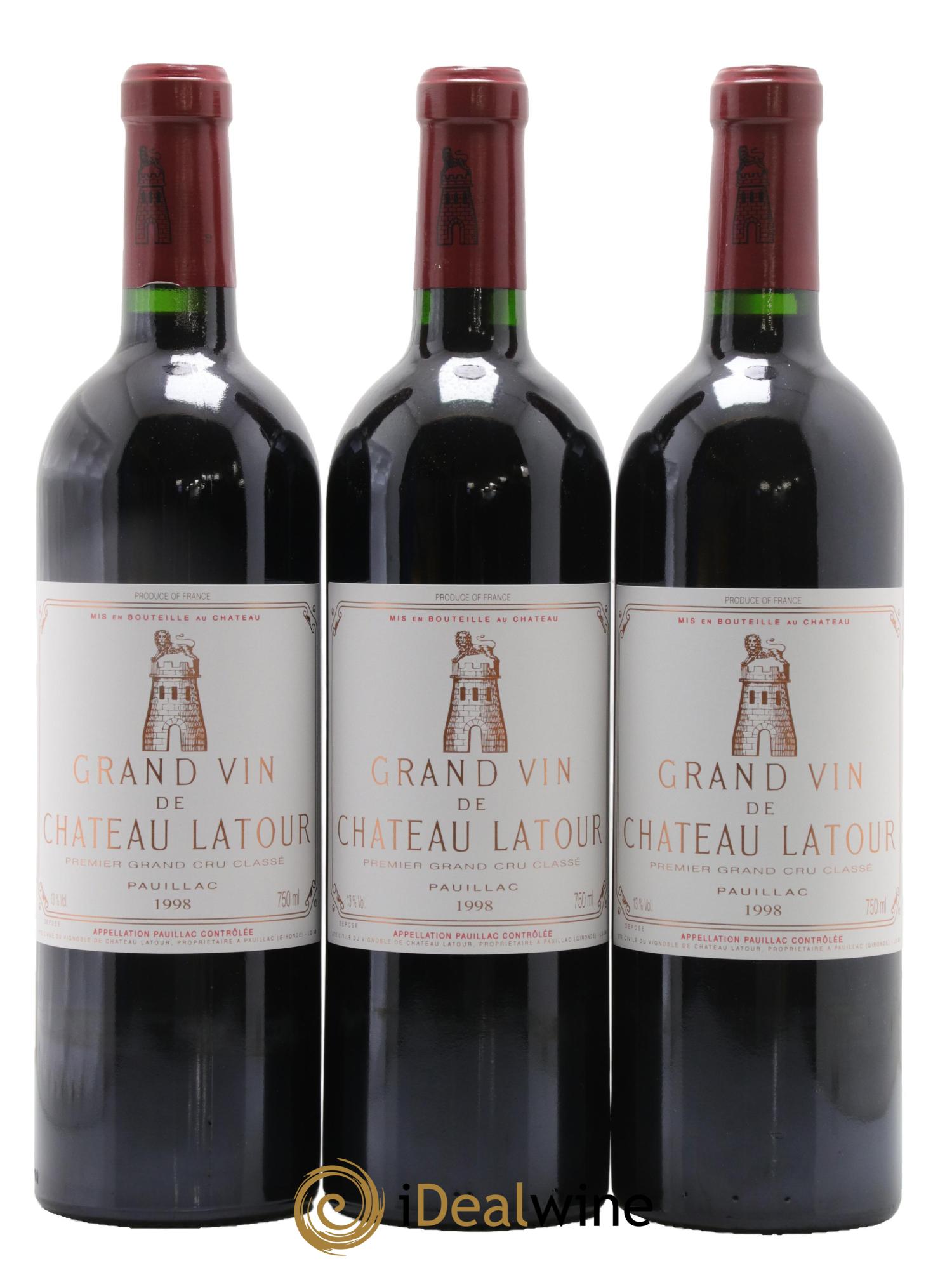 Château Latour 1er Grand Cru Classé 1998 - Lot de 3 bouteilles - 0