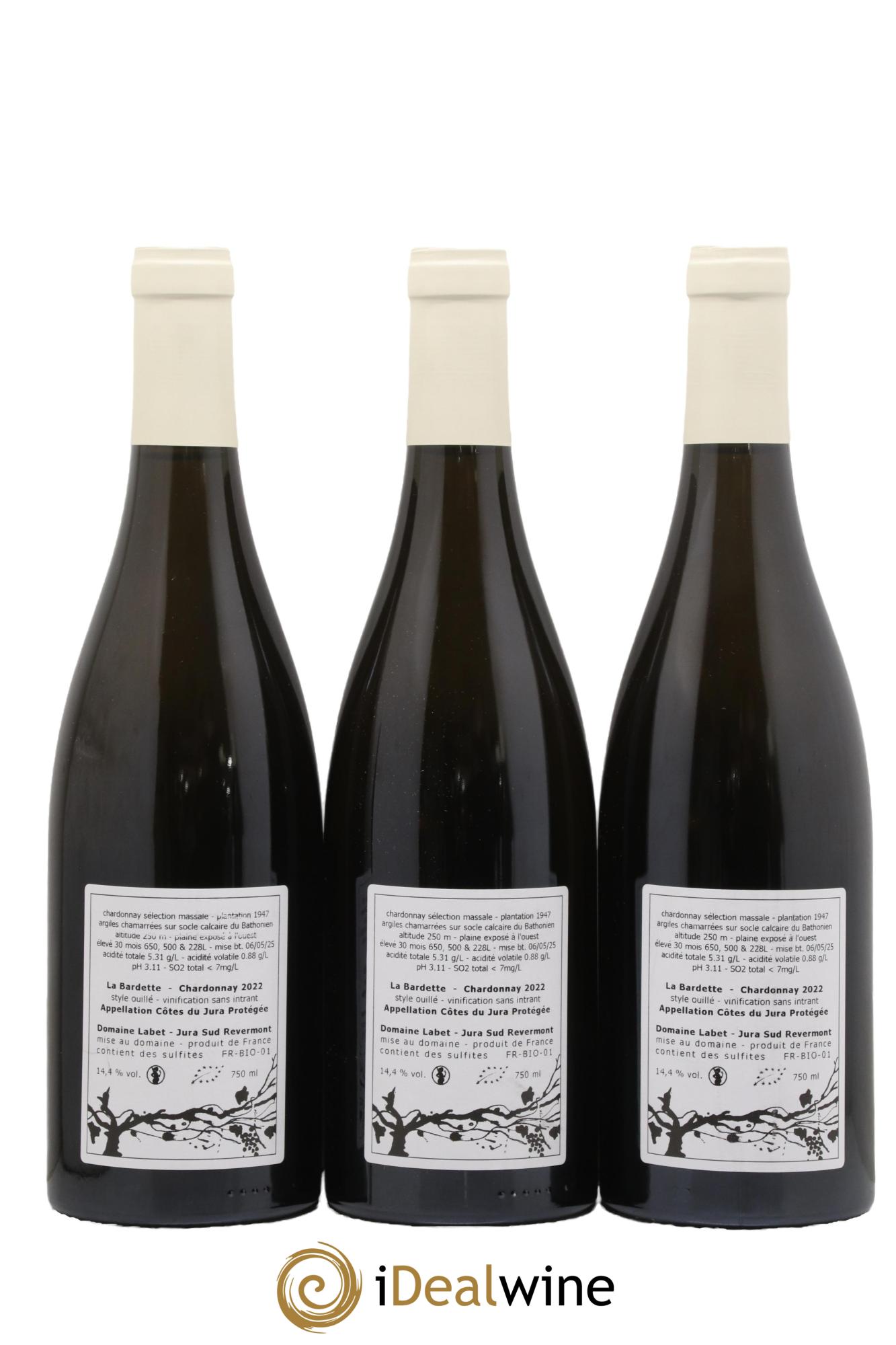 Côtes du Jura Chardonnay La Bardette Romain - Julien  - Charline Labet 2022 - Lotto di 3 bottiglie - 1