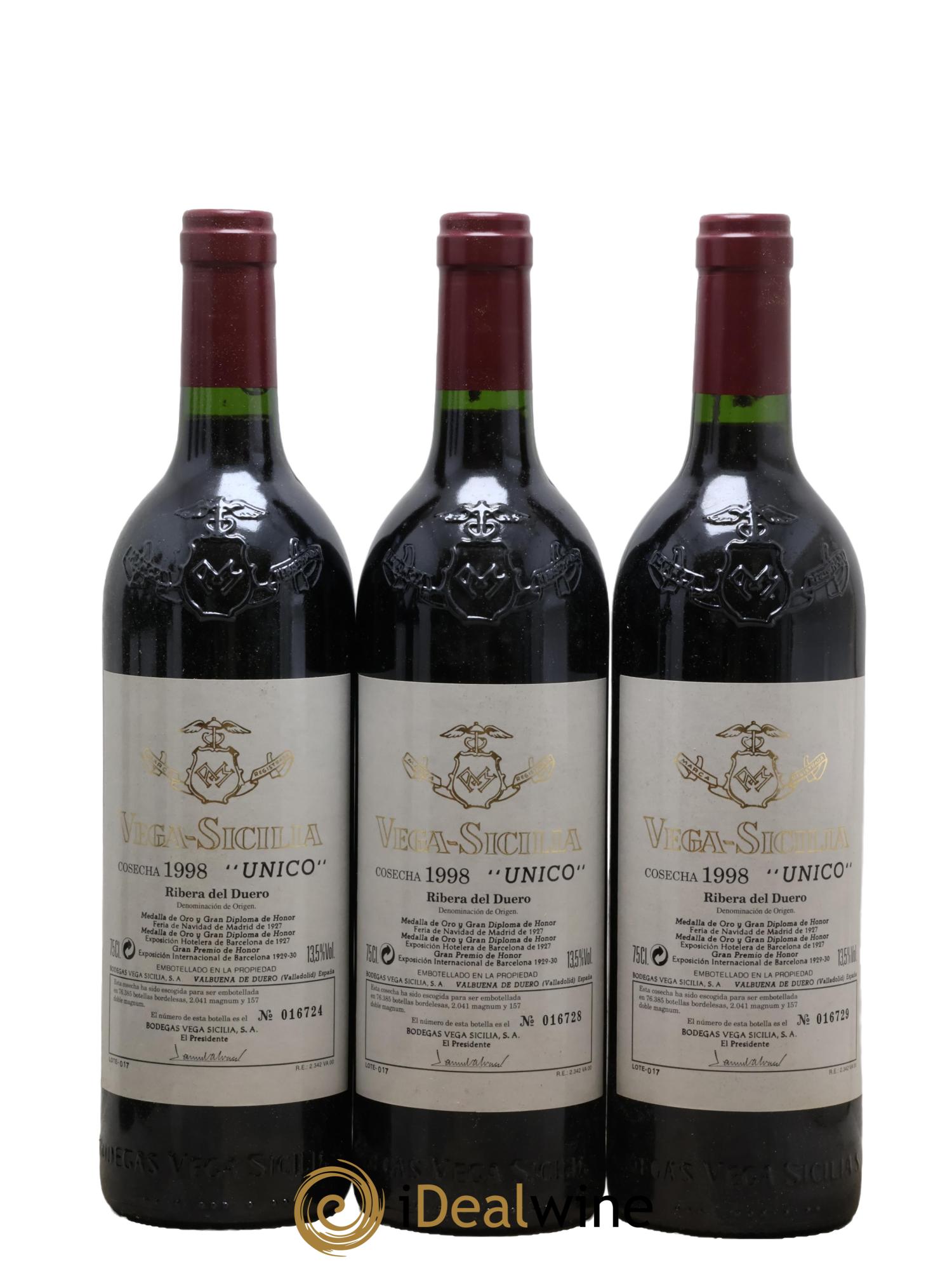 Ribera Del Duero DO Vega Sicilia Unico Famille Alvarez 1998 - Posten von 6 Flaschen - 1