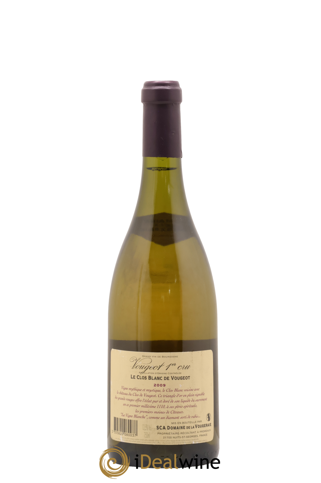 Vougeot 1er Cru Le Clos Blanc de Vougeot La Vougeraie 2009 - Lot de 1 bouteille - 1