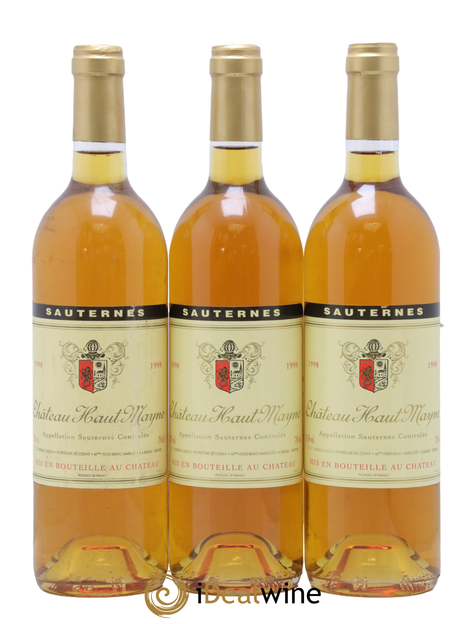 Sauternes Château Haut Mayne 1998 - Lotto di 3 bottiglie - 0