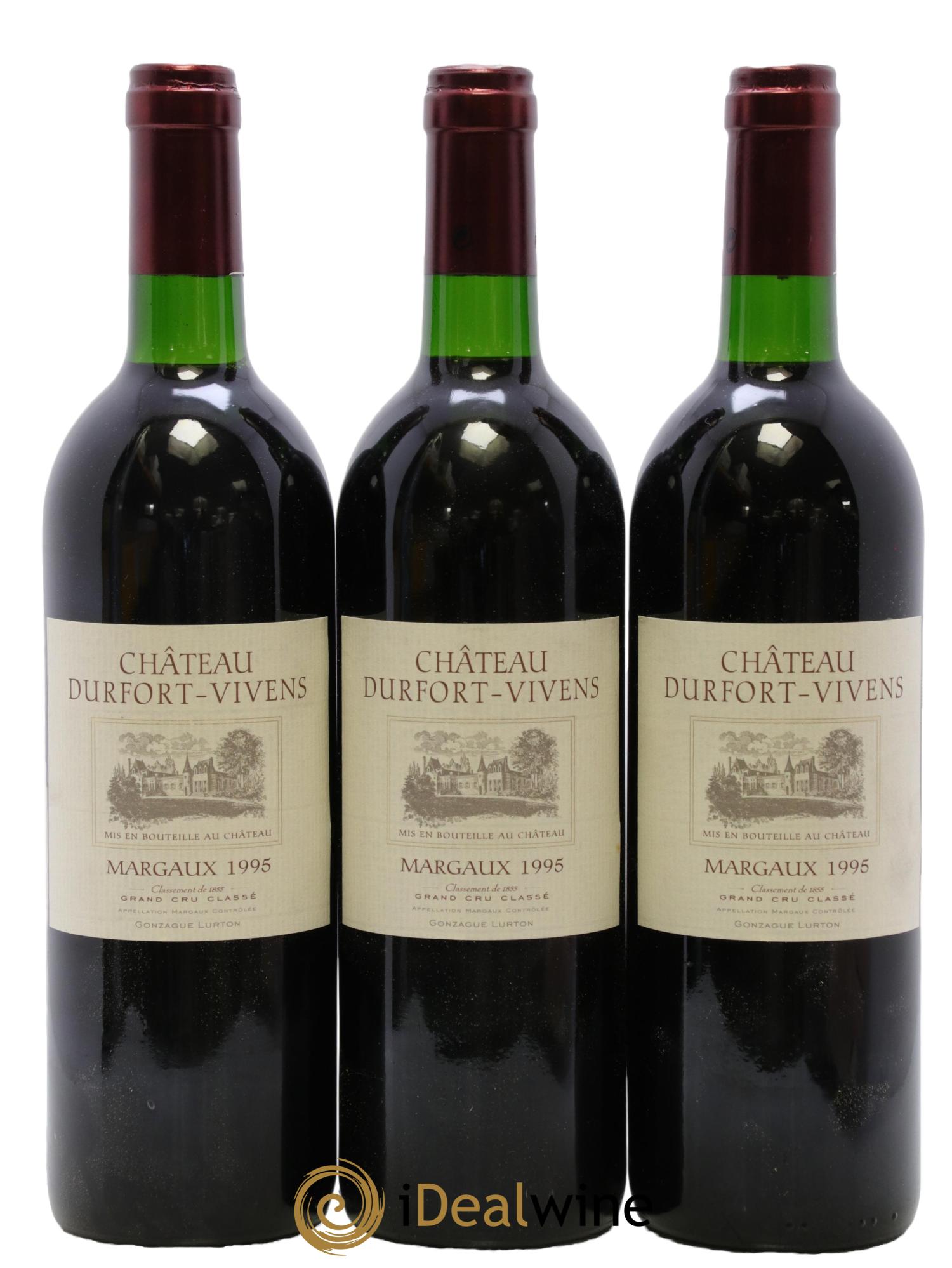 Château Durfort Vivens 2ème Grand Cru Classé 1995 - Posten von 3 Flaschen - 0