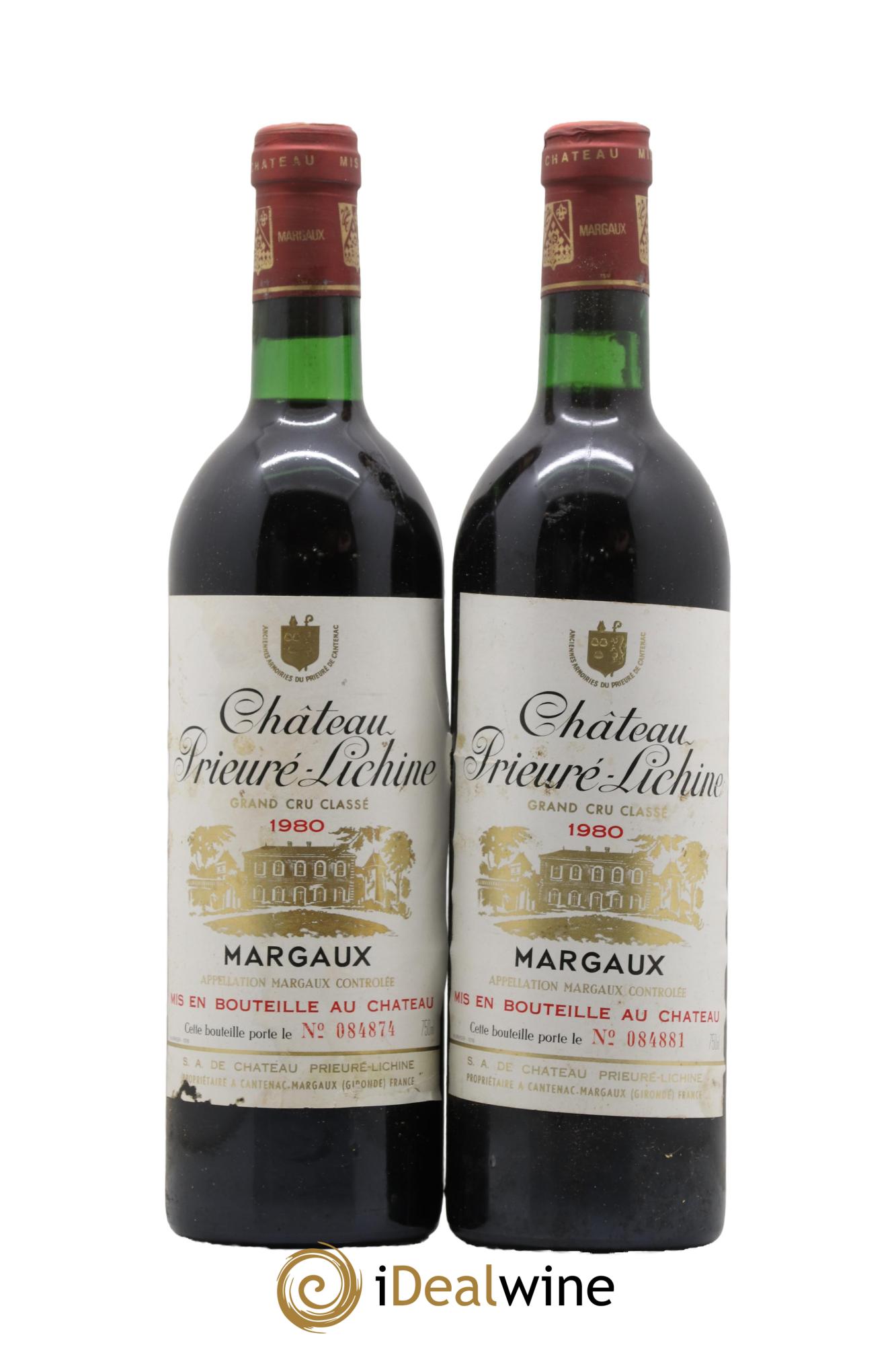 Château Prieuré Lichine 4ème Grand Cru Classé 1980 - Lot de 2 bouteilles - 0