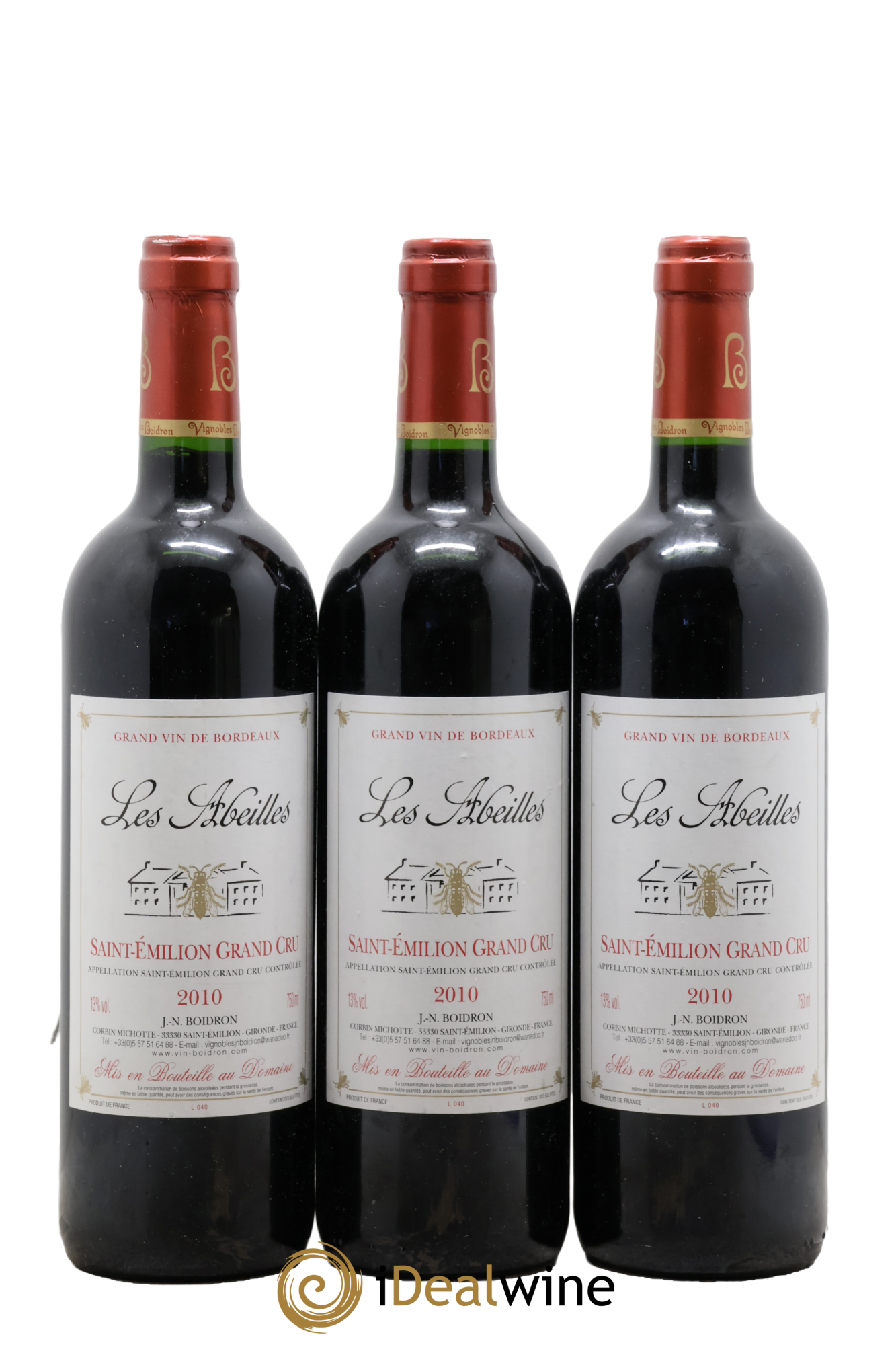 Saint-Émilion Grand Cru Les Abeilles de Corbin Michotte 2010 - Lot of 3 bottles - 0