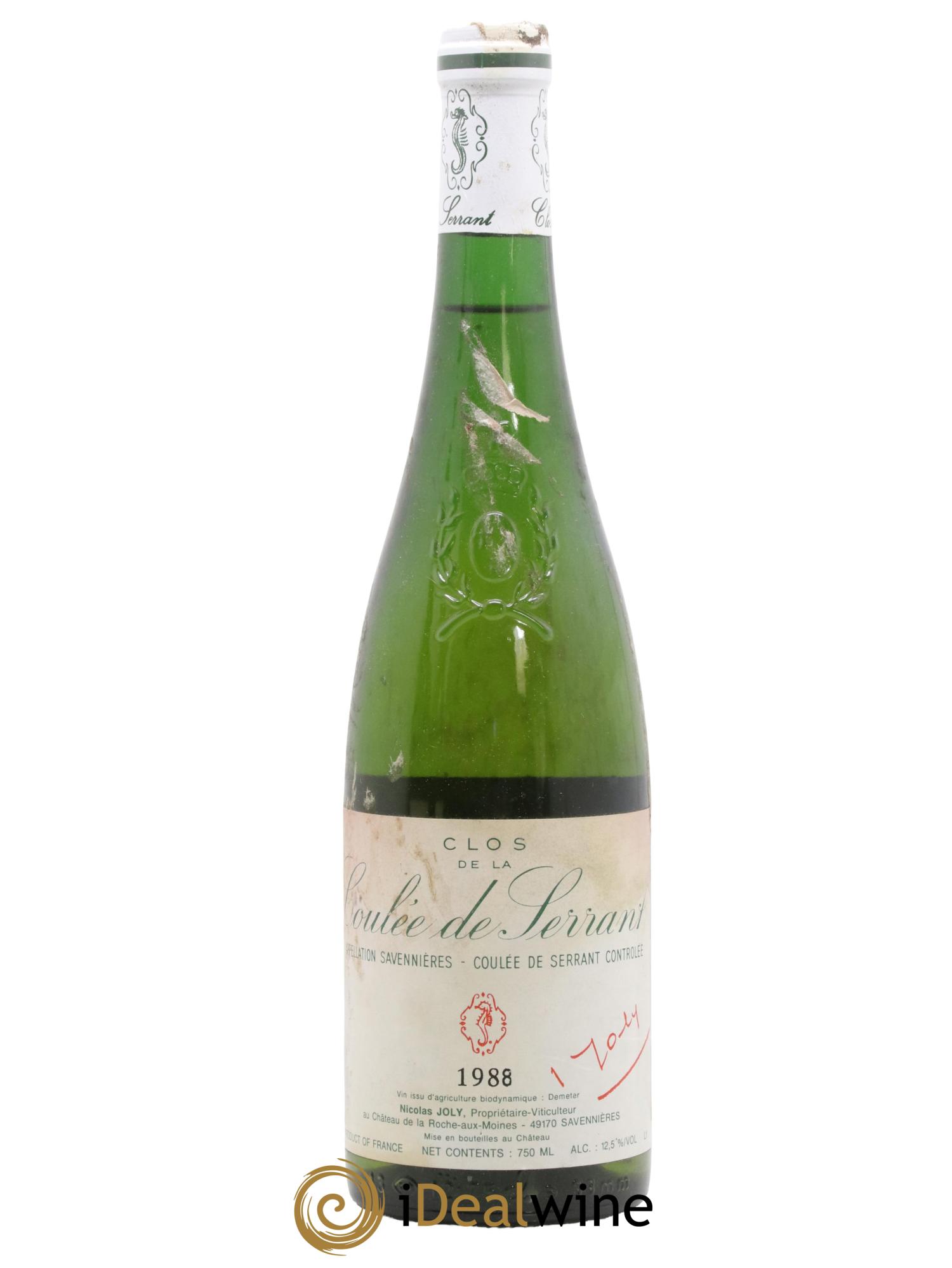 Savennières Clos de la Coulée de Serrant Vignobles de la Coulée de Serrant - Nicolas Joly 1988 - Lot de 1 bouteille - 0