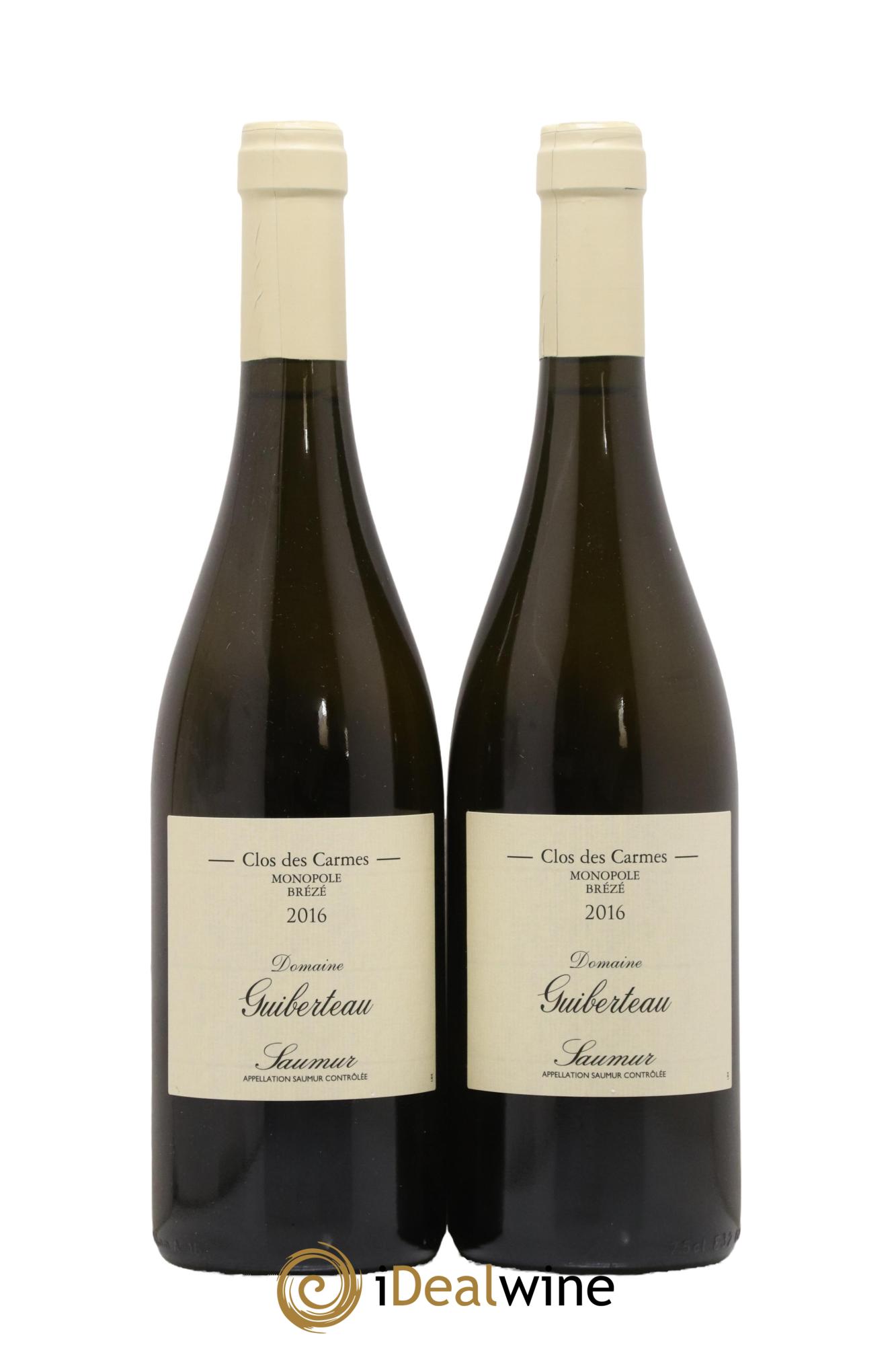 Saumur Brézé Clos des Carmes Domaine Guiberteau 2016 - Lot de 2 bouteilles - 0