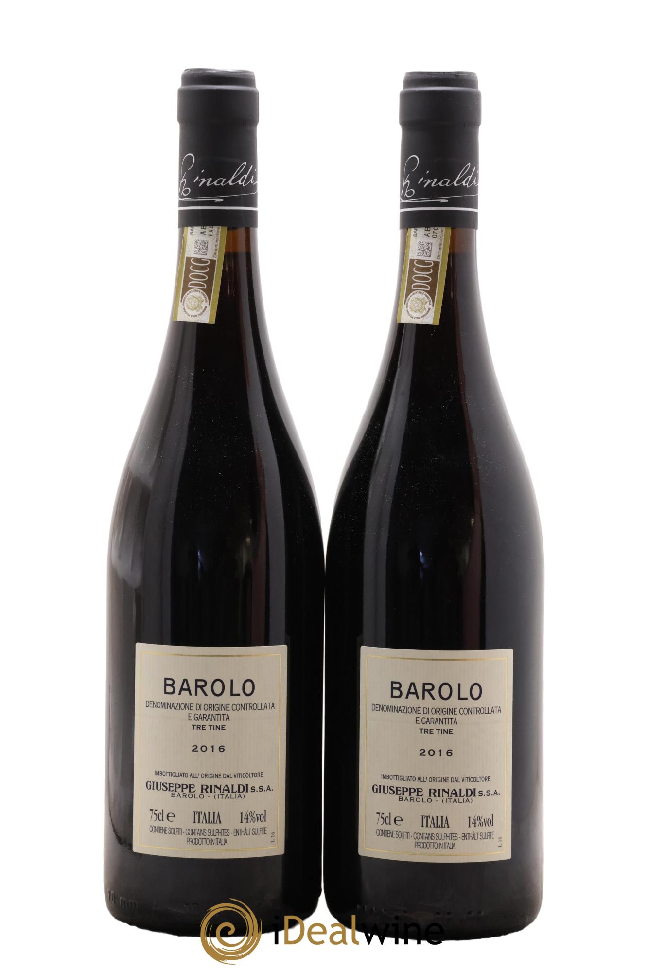 Barolo DOCG Tre Tine Giuseppe Rinaldi 2016 - Lot de 2 bouteilles - 1