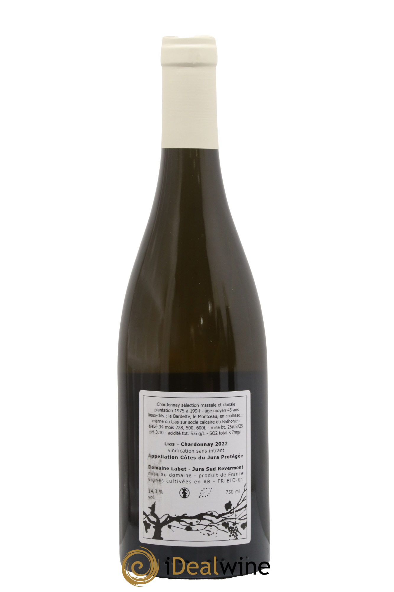 Côtes du Jura Chardonnay Lias Romain - Julien - Charline Labet 2022 - Lot de 1 bouteille - 1