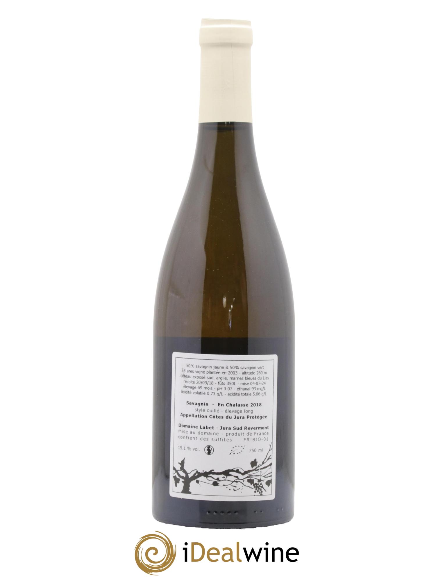 Côtes du Jura Savagnin en Chalasse elevage long Labet 2018 - Lot de 1 bouteille - 1