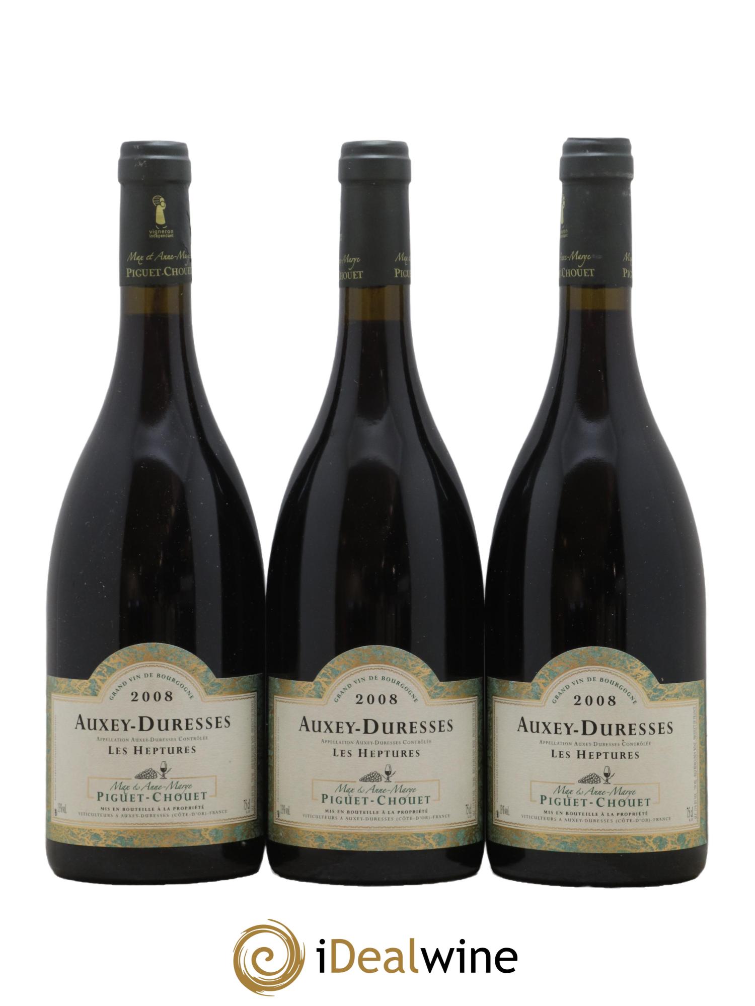 Auxey-Duresses Les Heptures Domaine Piguet Chouet 2008 - Lot de 3 bouteilles - 0