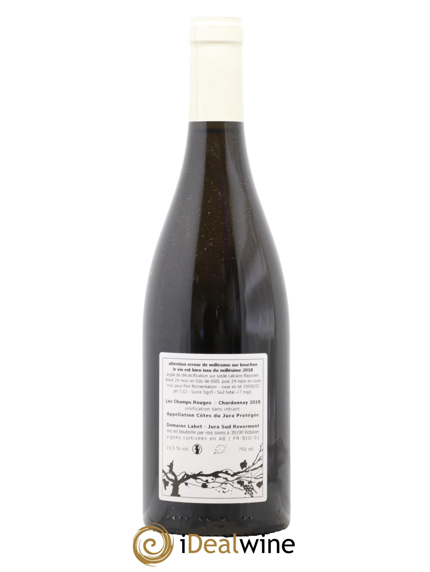 Côtes du Jura Chardonnay Les Champs Rouges Romain - Julien - Charline Labet 2018 - Posten von 1 Flasche - 1